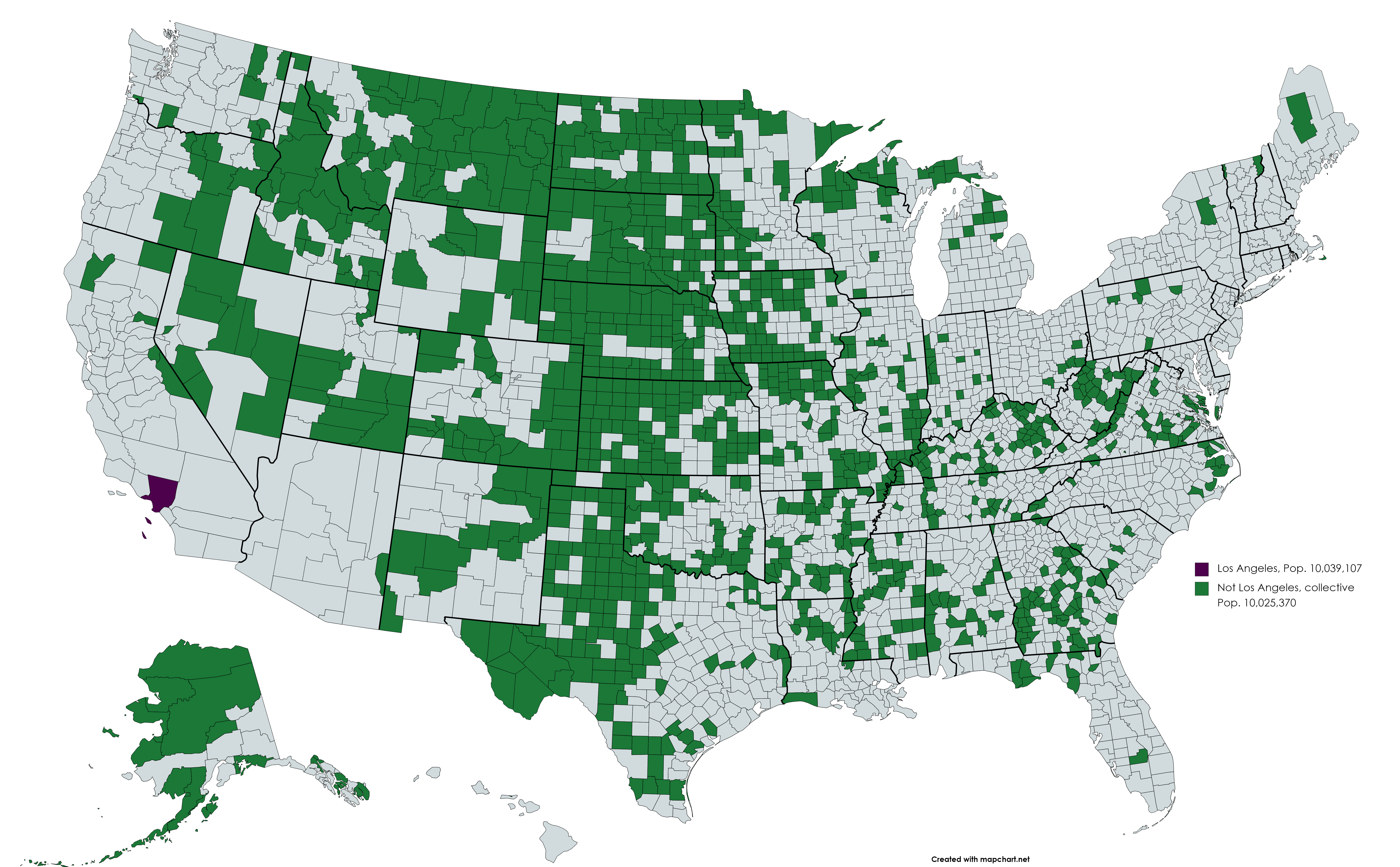 Los Angeles County is more populated than nearly 1200 other US counties