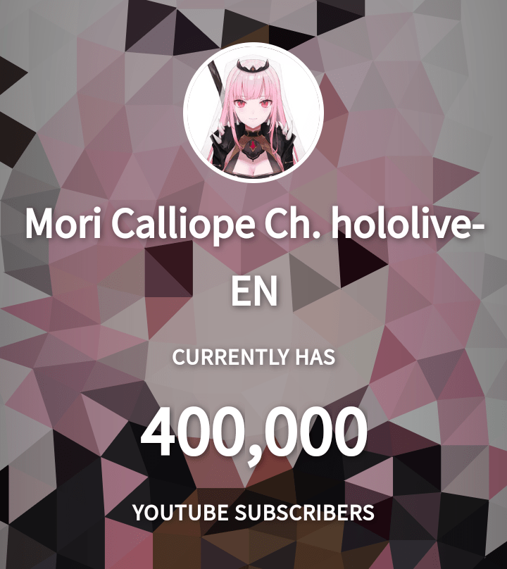 Congratulations to Mori Calliope, the 2nd Hololive EN member to cross