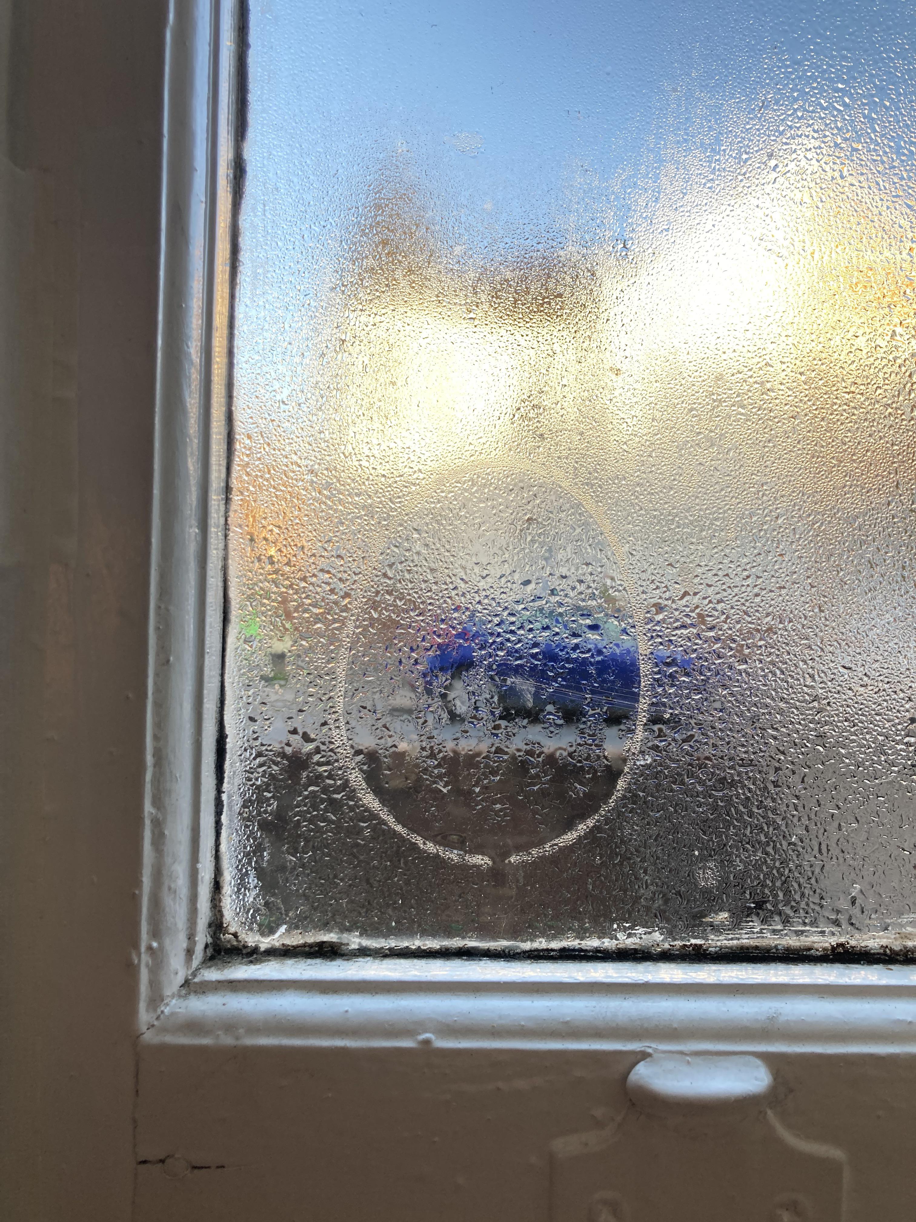 Condensation on windows reveals this eggshaped mark… what could it be