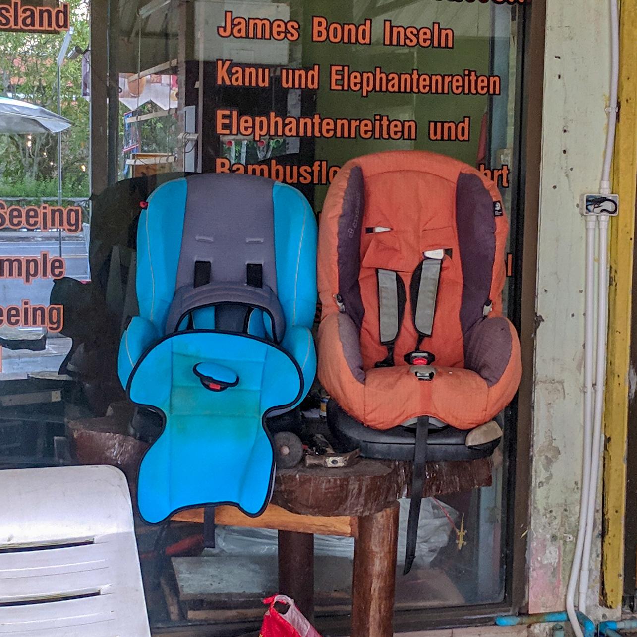 These car seats look like they belong in the Pixar film Cars r