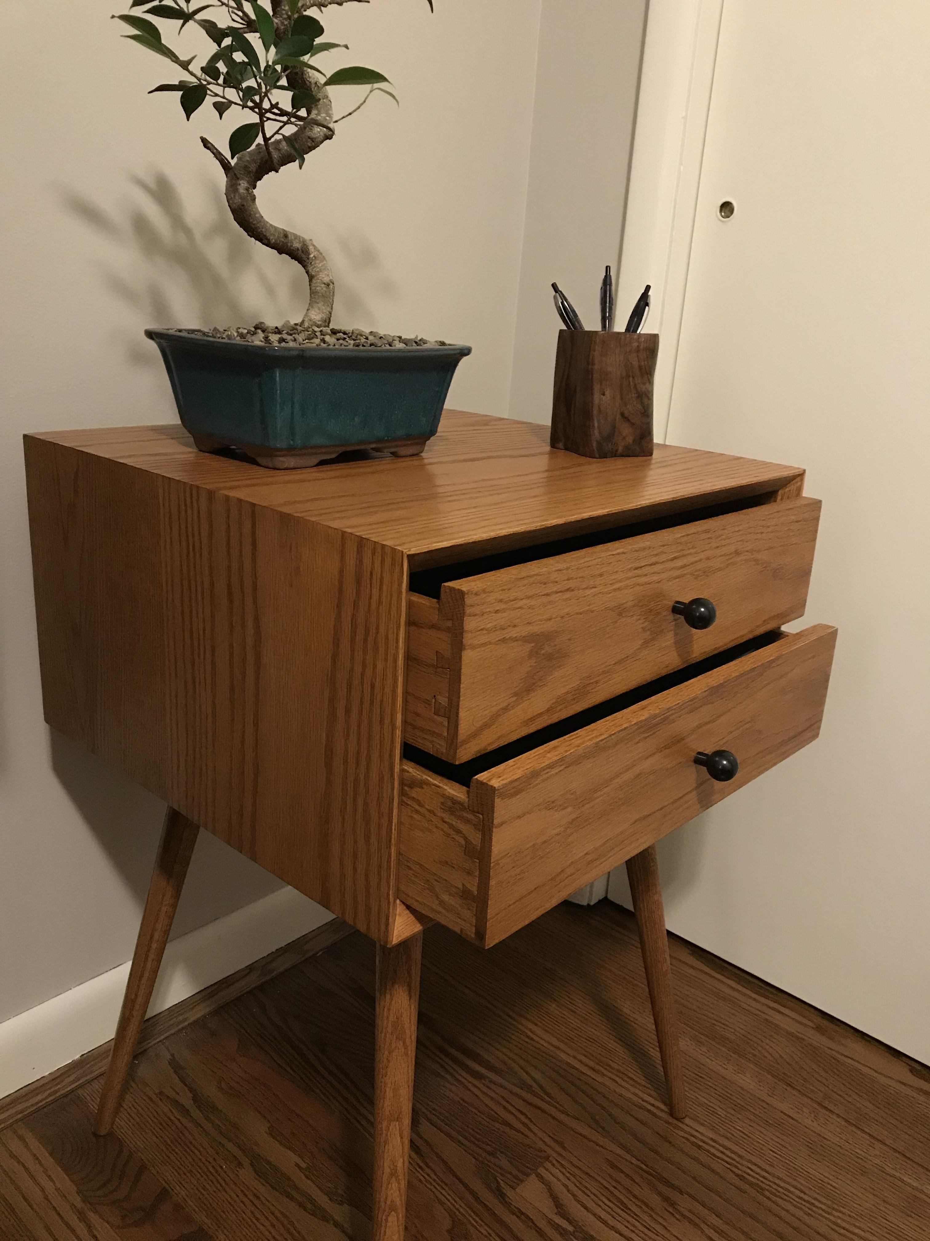 Red oak nightstand first project table saw build r/woodworking