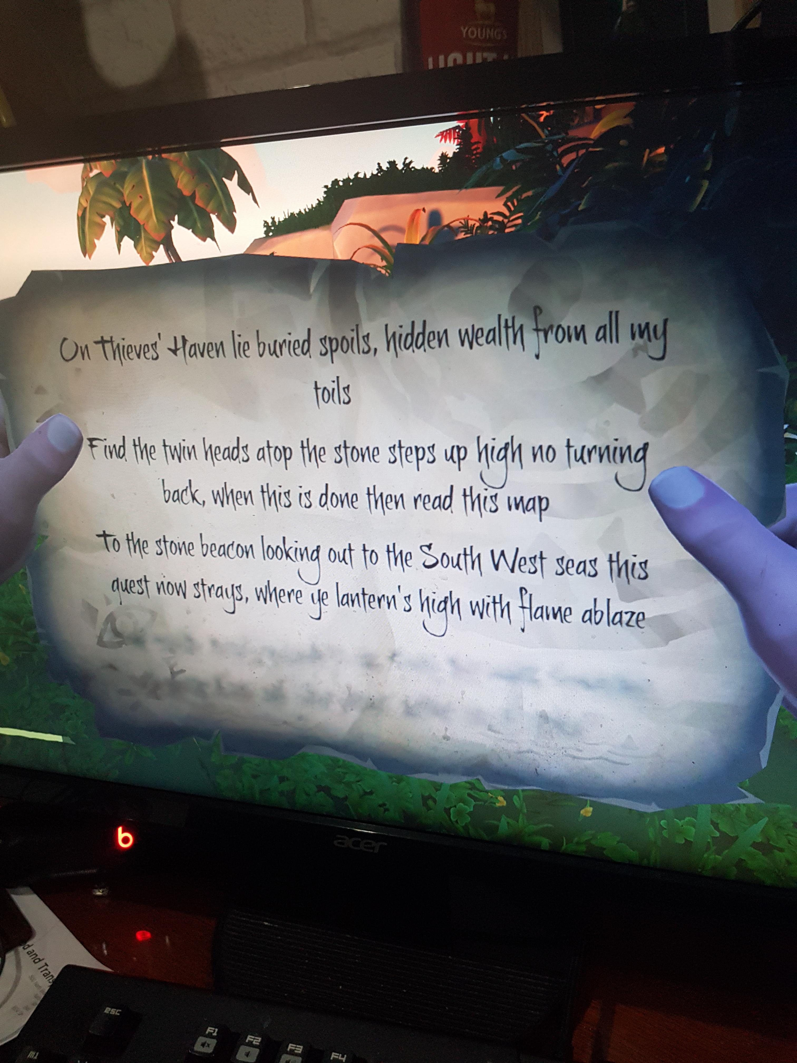 Riddle Help? On Thieves Haven and cannot find a "Stone Beacon