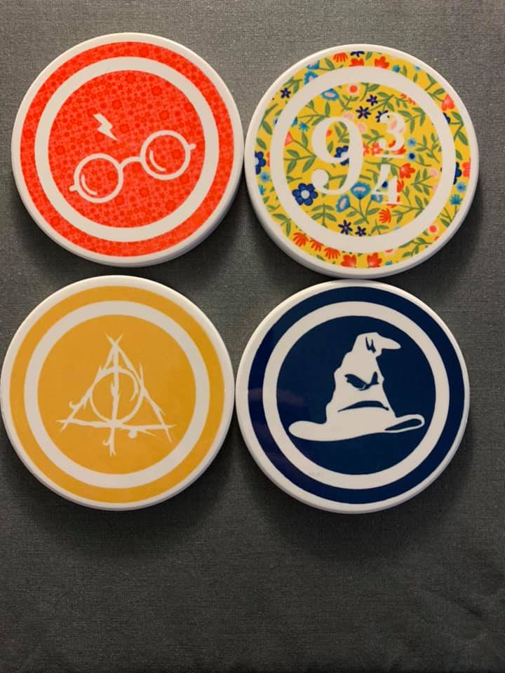 Harry Potter ceramic coasters using Cricut's Infusible Ink r/cricut