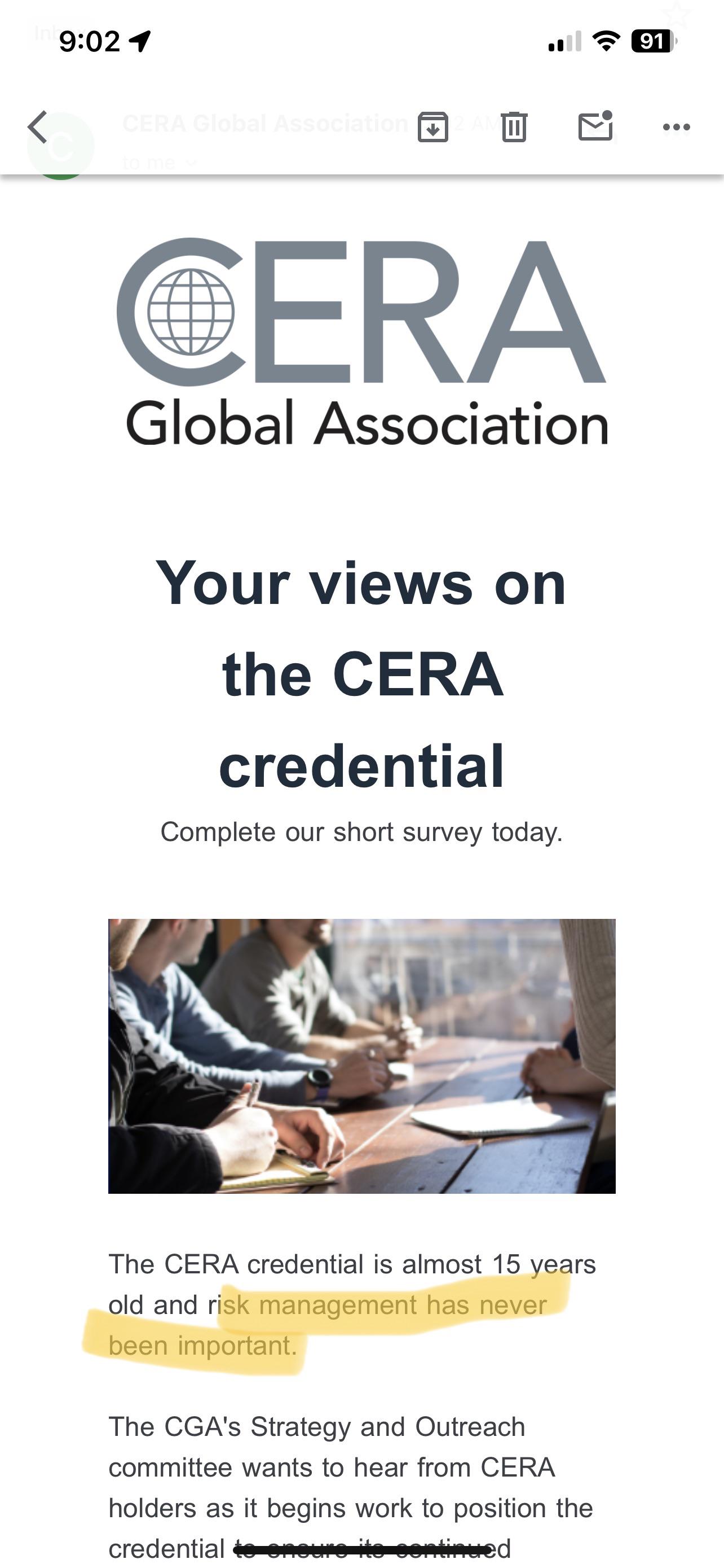 CERA Email r/actuary