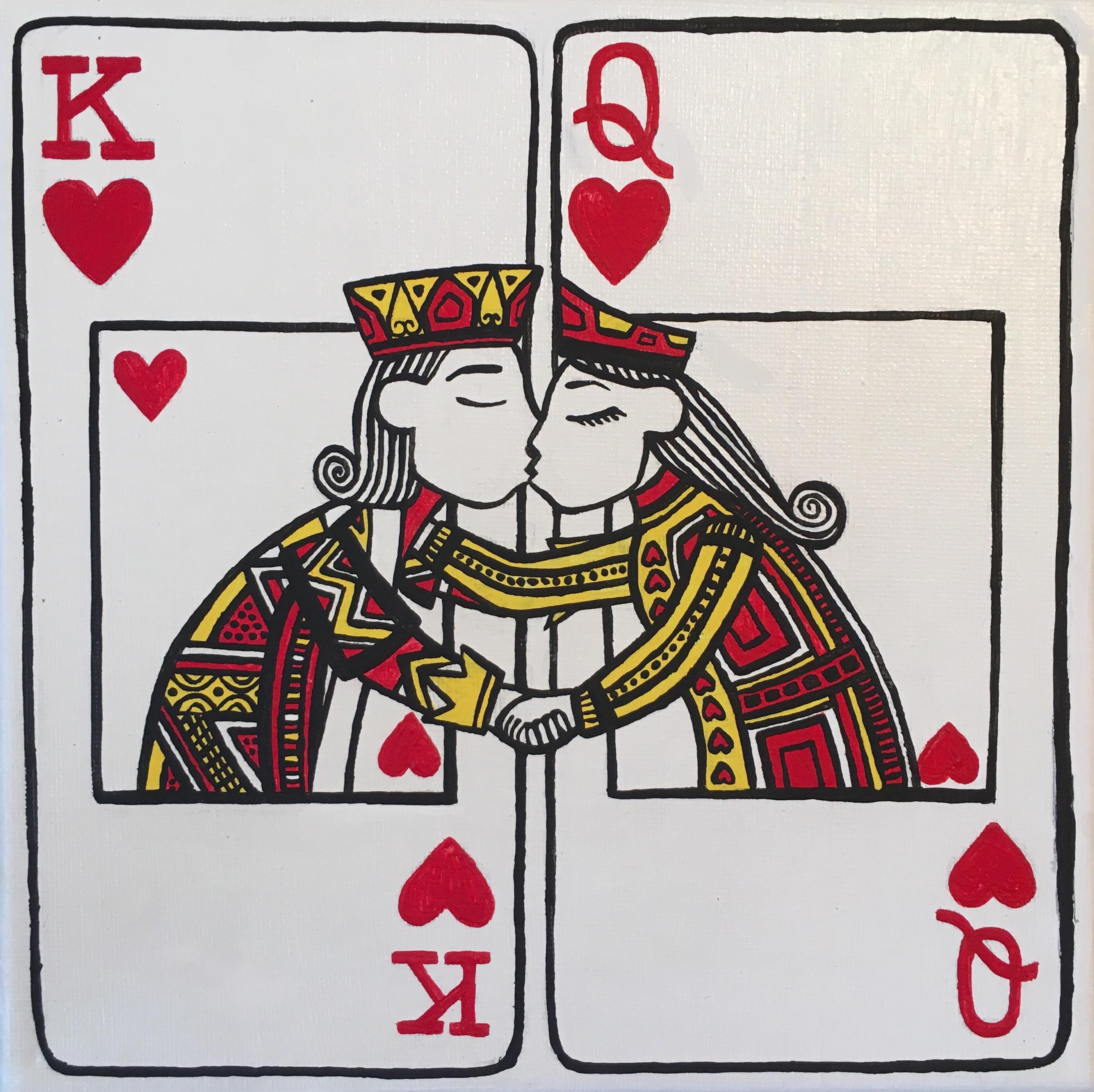 King and Queen of Hearts acrylic on soft canvas r/painting