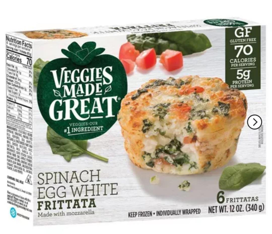 Frozen egg white frittatas; 70 cal each and available costco r