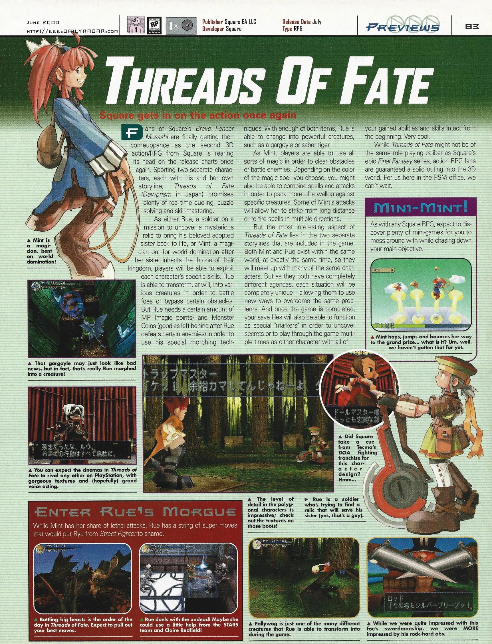 Threads of Fate in Playstation Magazine Issue 34 June 2000 r/Dewprism