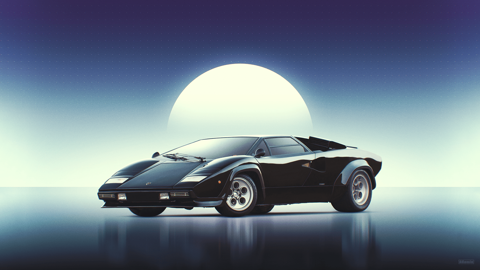 Black Lambo Countach by Andrey Komin [1920x1080] r/wallpapers