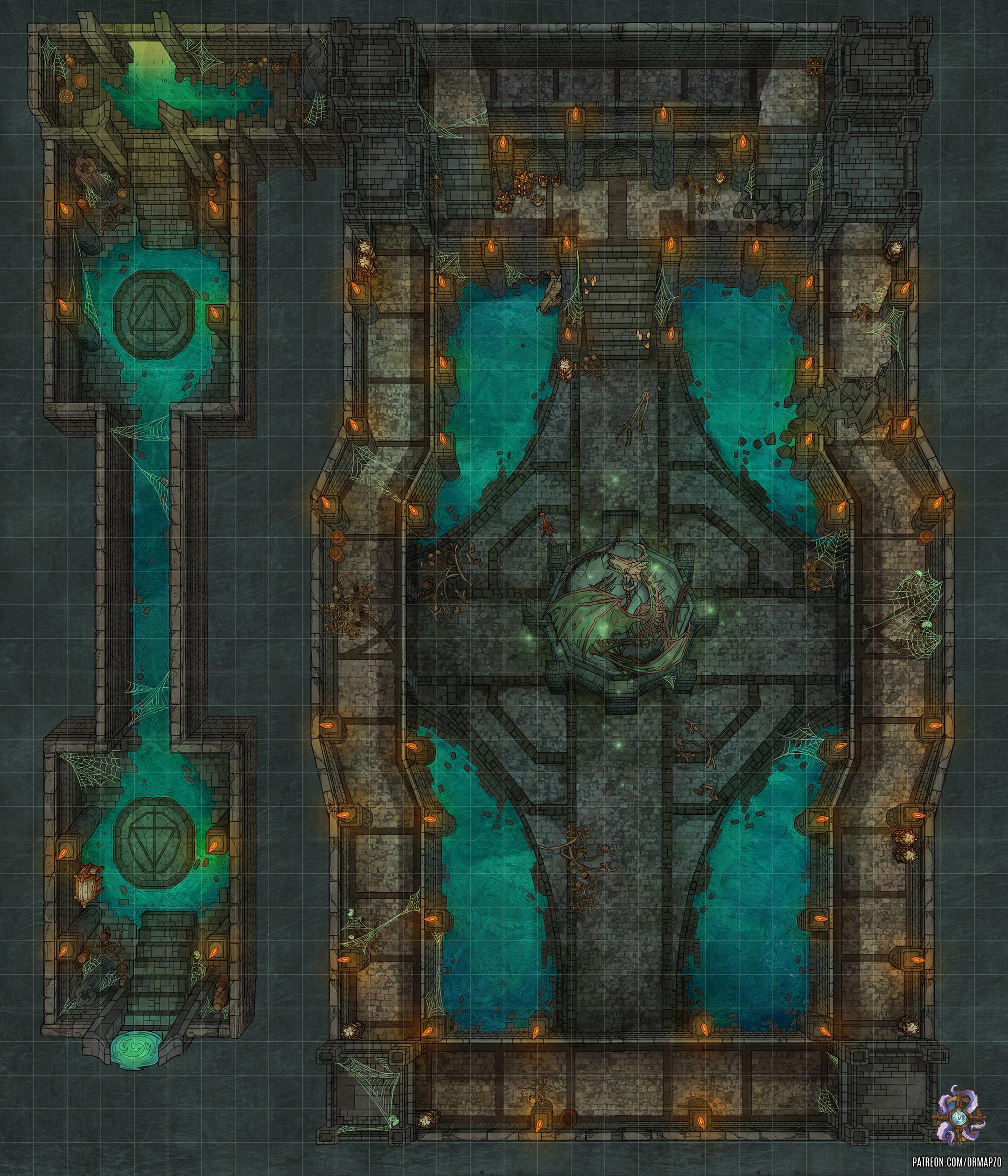 Dracolich Lair Battle Map 30x35 r/dndmaps