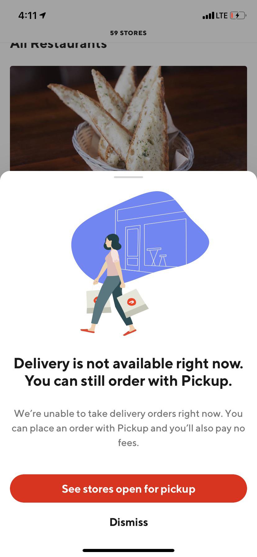 Customers are not able to order delivery from DoorDash app in my area