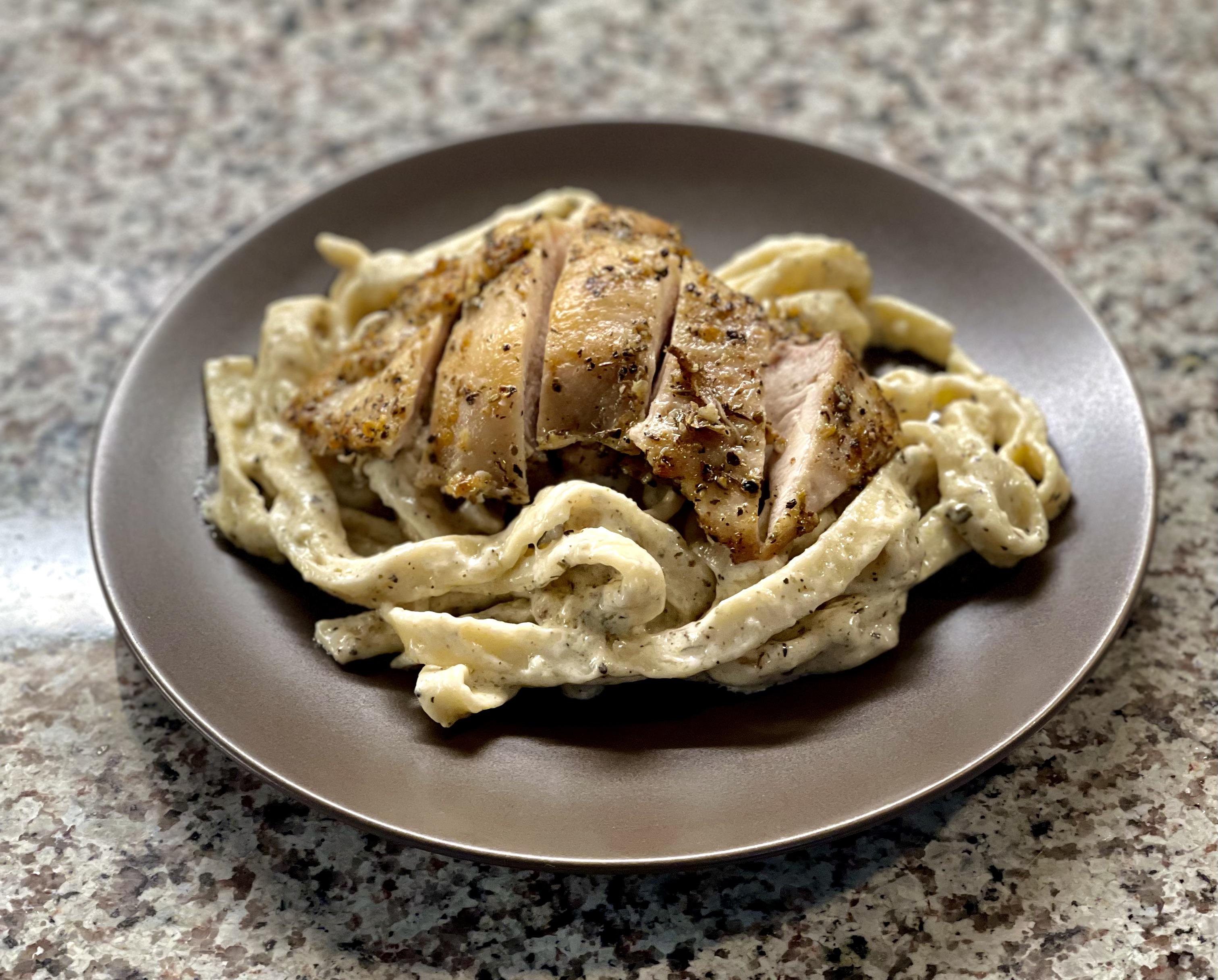 Fettuccine Alfredo with Chicken Thigh r/FoodPorn