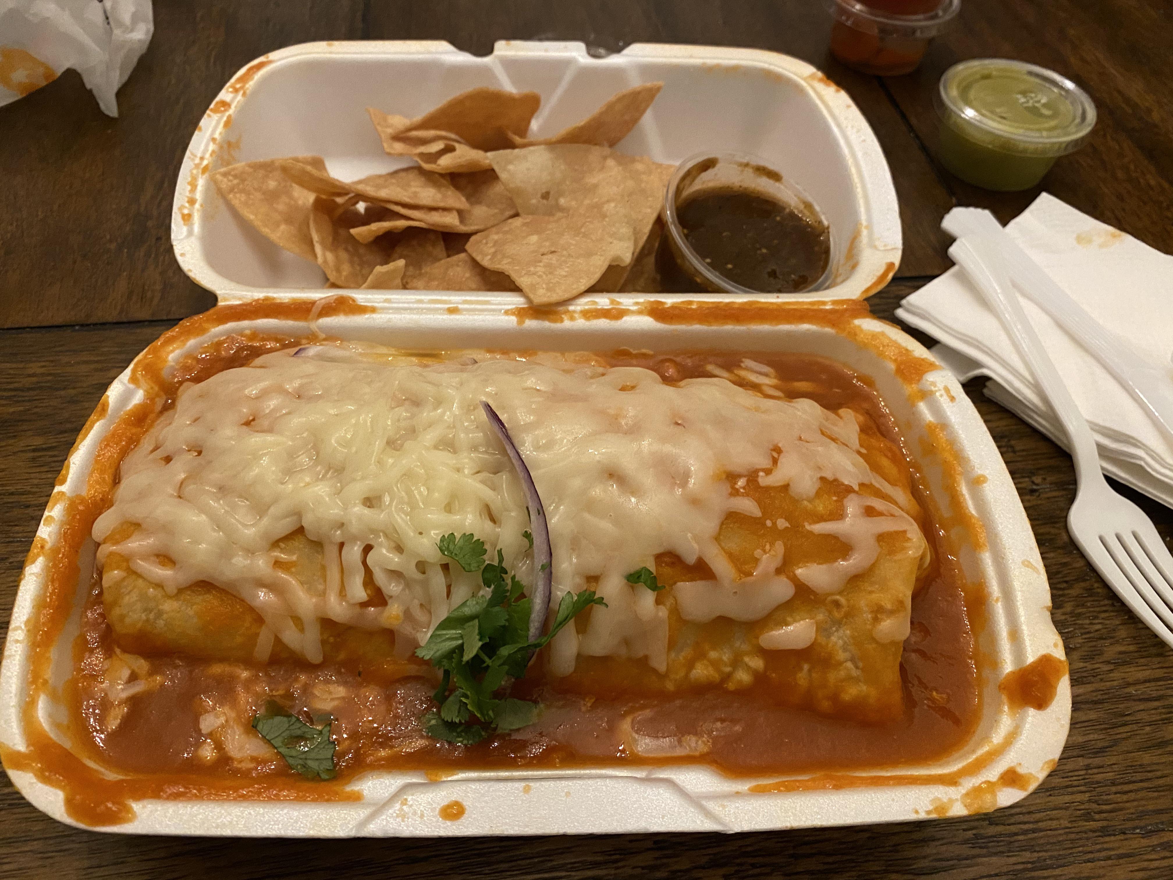 Chicken Tinga burrito... wet. r/FoodPorn
