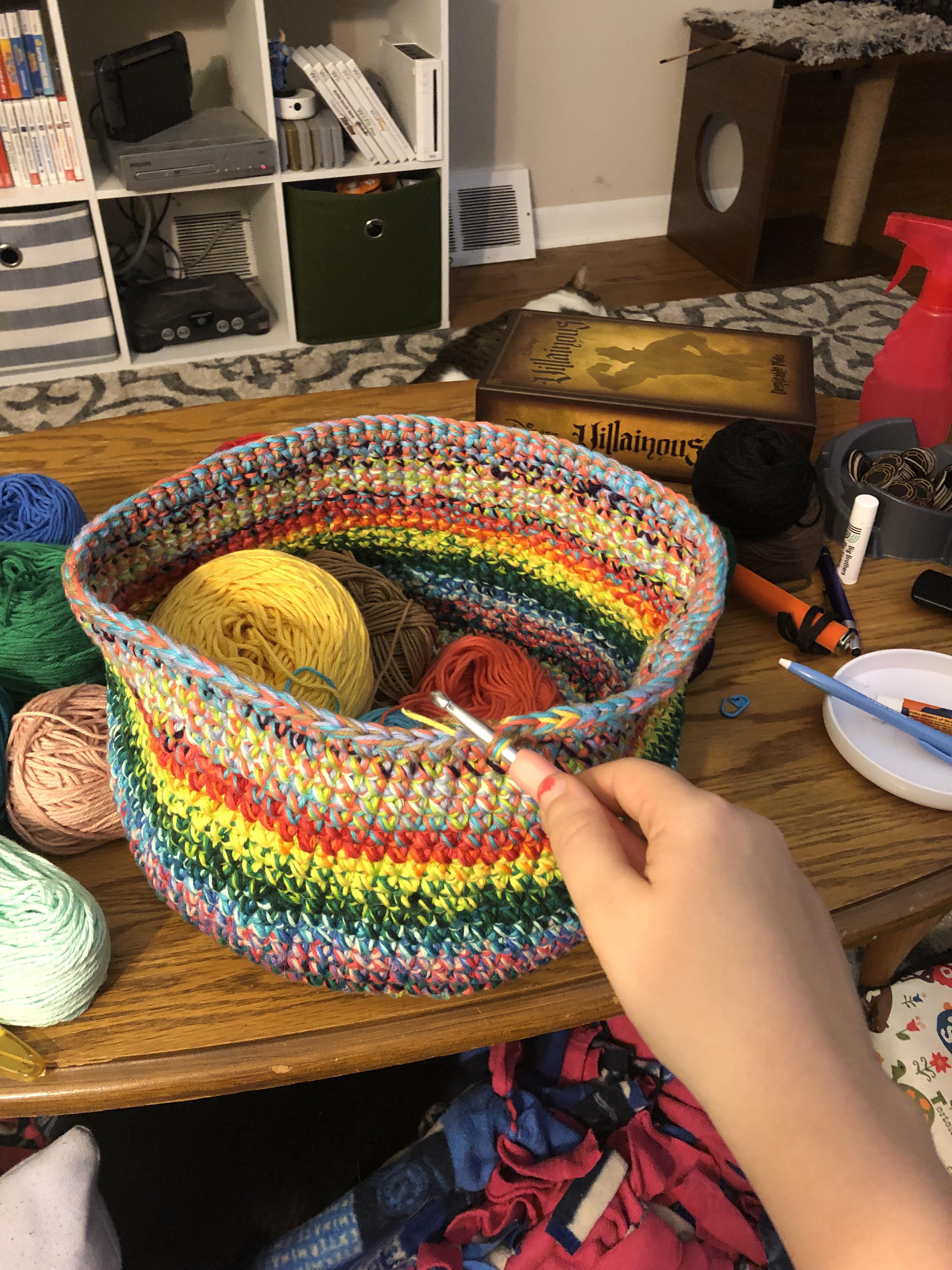 Love when a project is also a yarn holder! r/crochet
