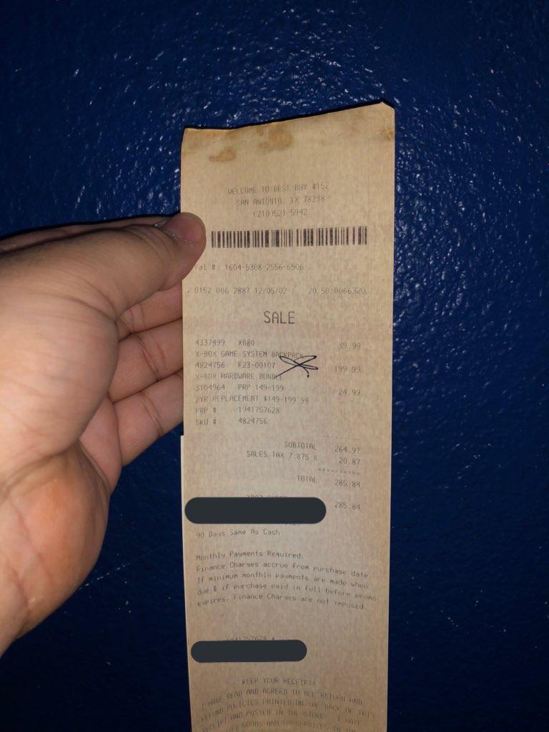 ‪Throwback receipt of when my parents copped me the original Xbox.‬ ‪Life was good.‬ r/xbox
