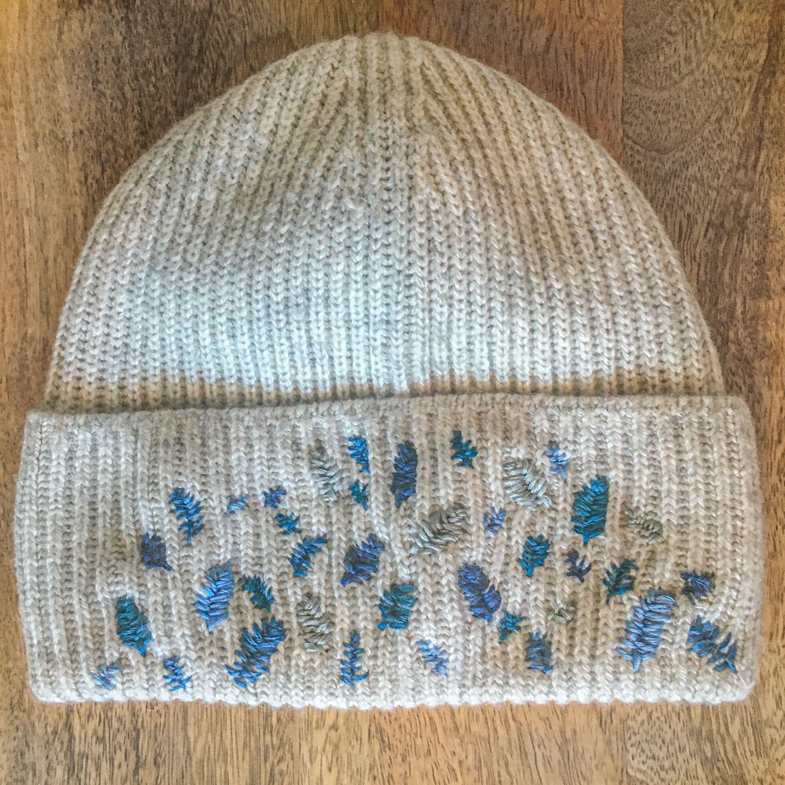 Winter Leaves Hat Embroidery