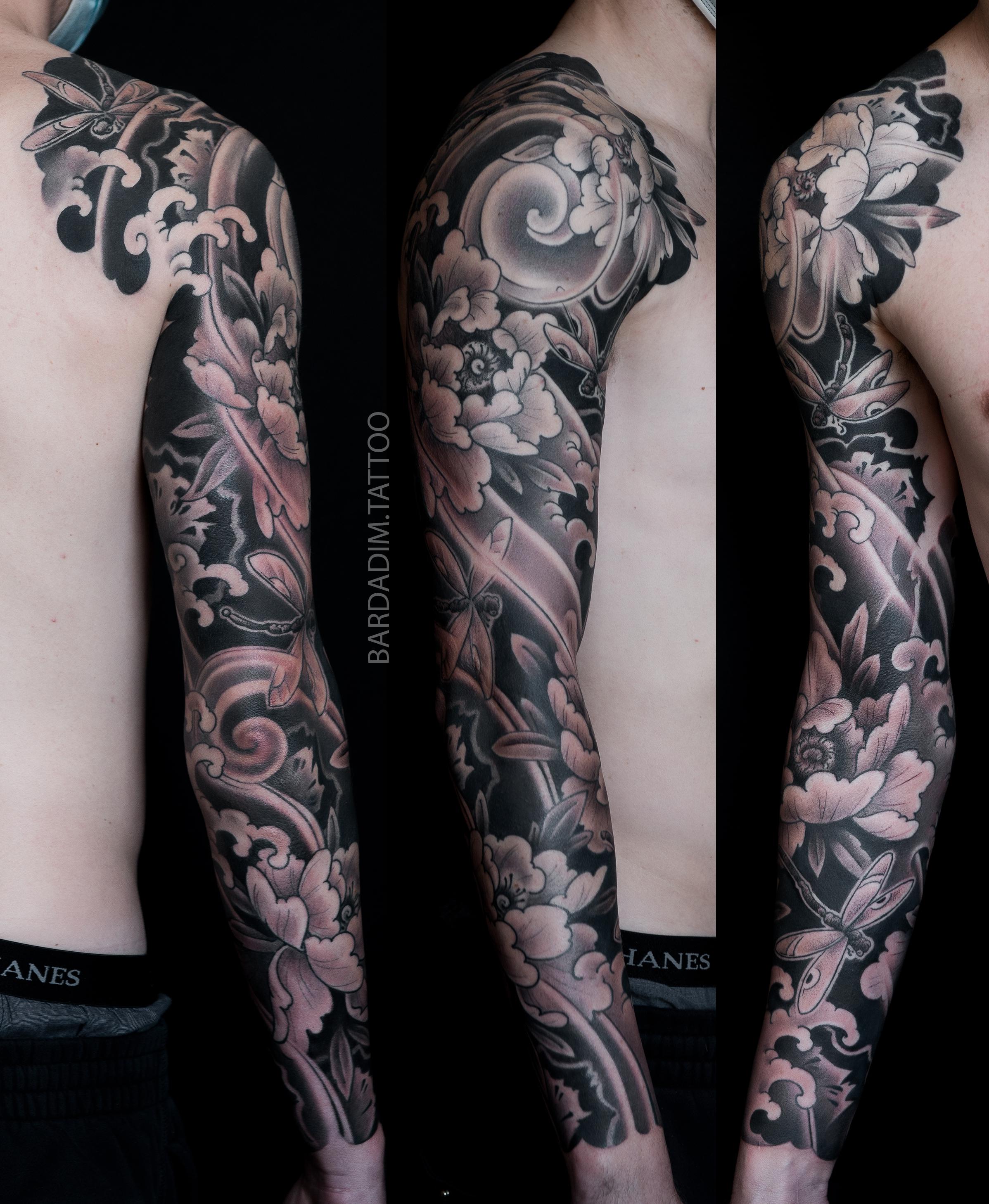 Japanese Tattoos Sleeves Black And Grey