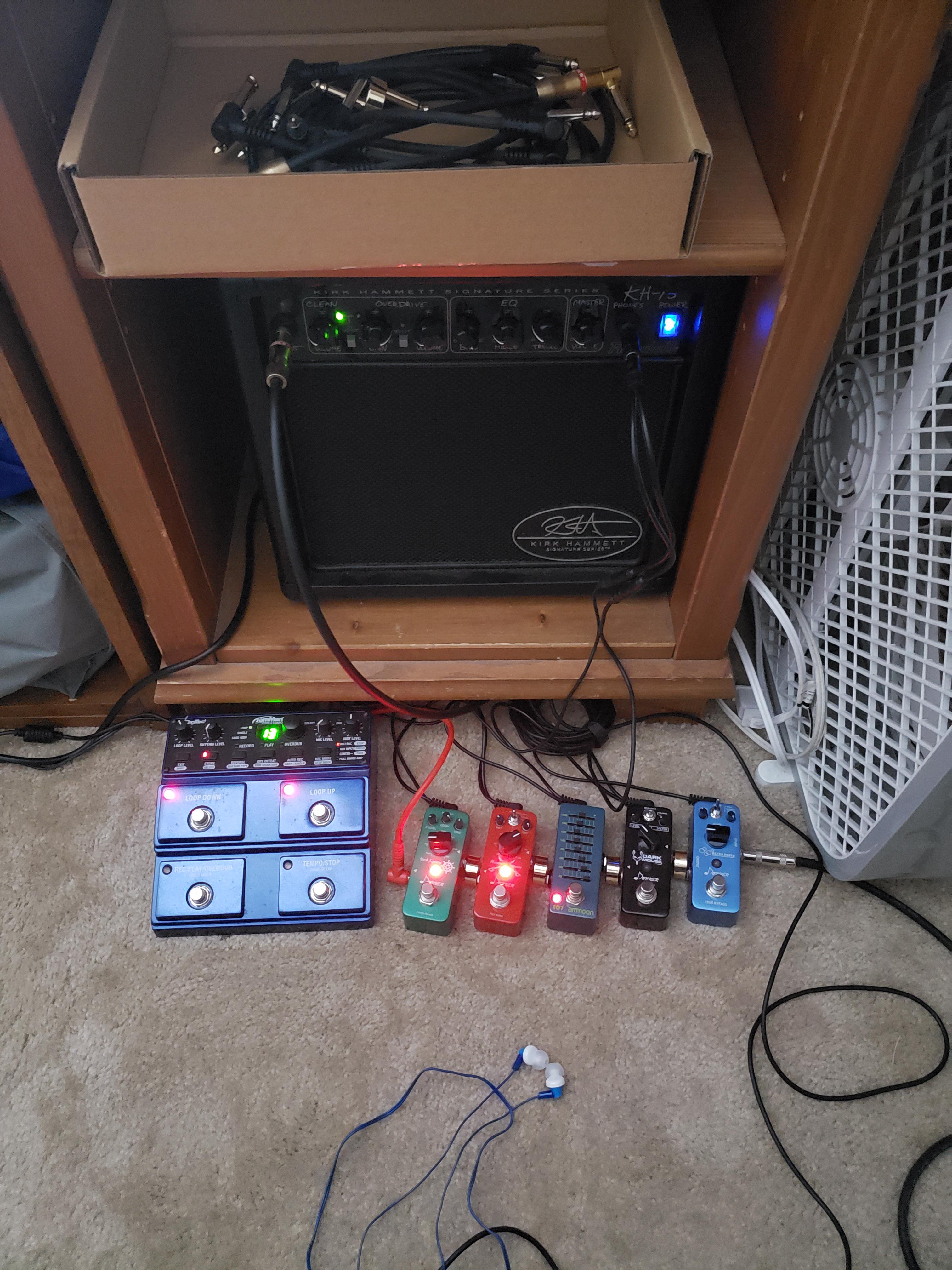 I bought 5 inexpensive pedals to test with my practice setup, and to my