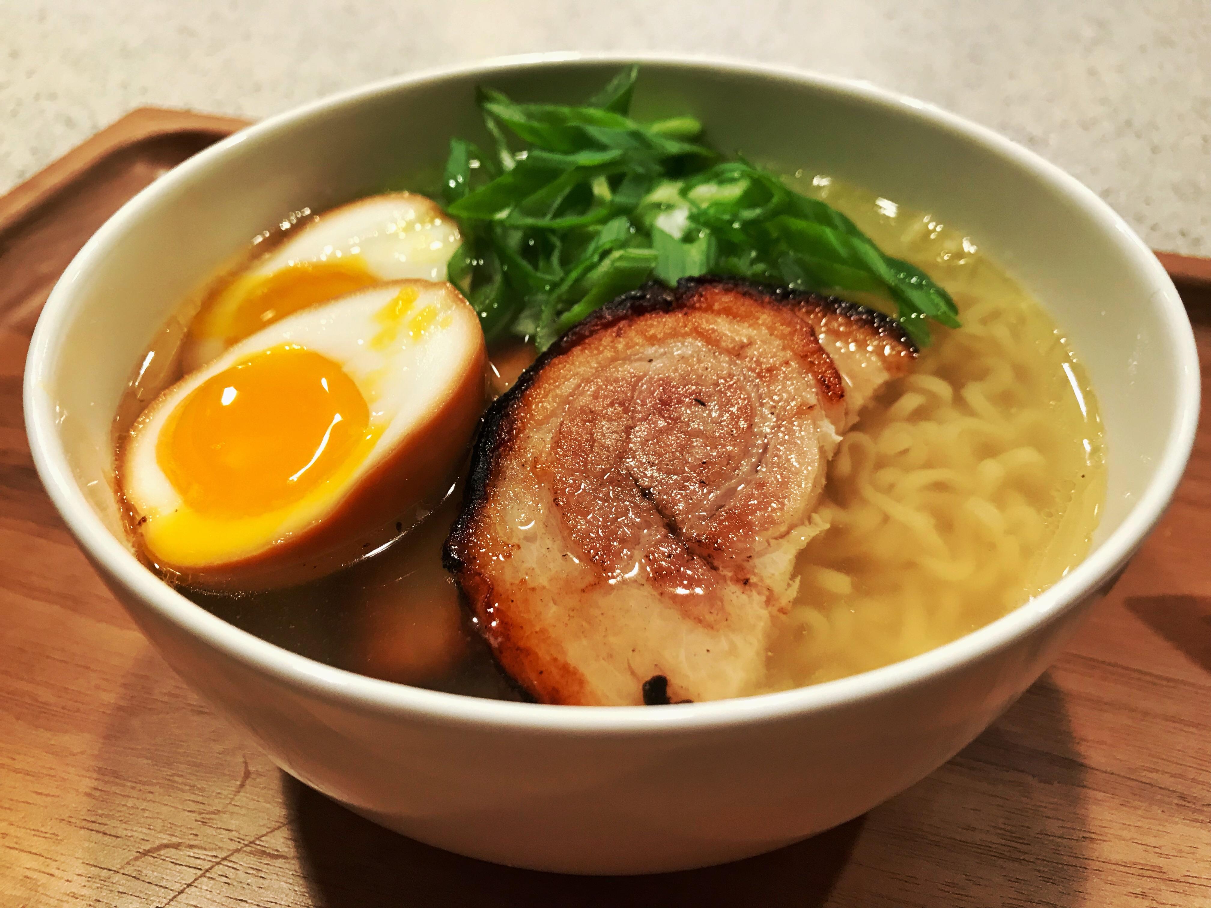 Chicken Shio Ramen from Ramen_Lord’s recipe. Chashu. Marinated egg