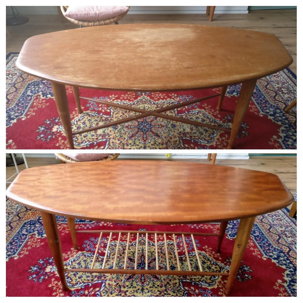 I repaired and refinished this coffee table. I'm super happy with the