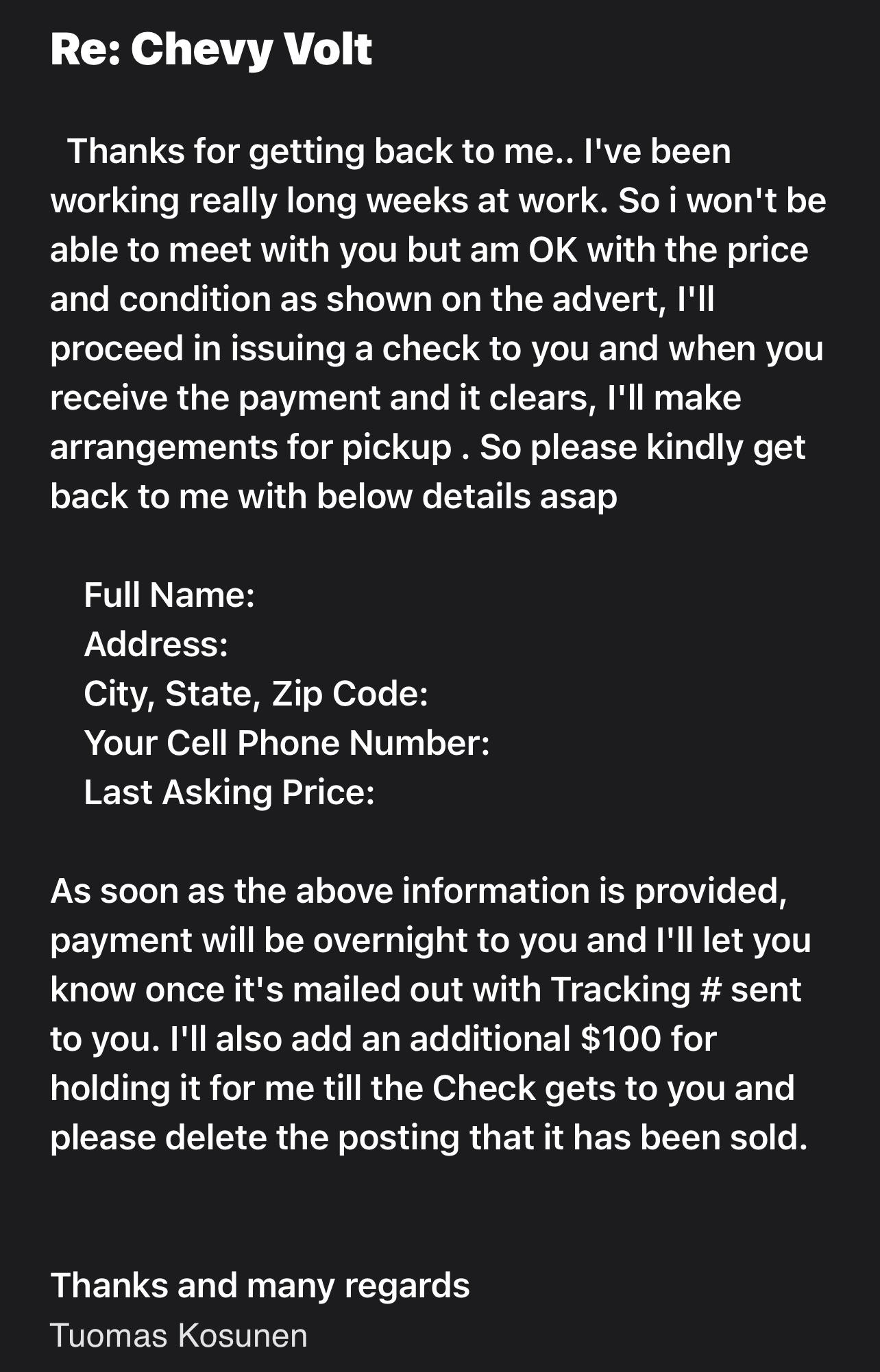 Encountered this trying to sell my car. r/Scams