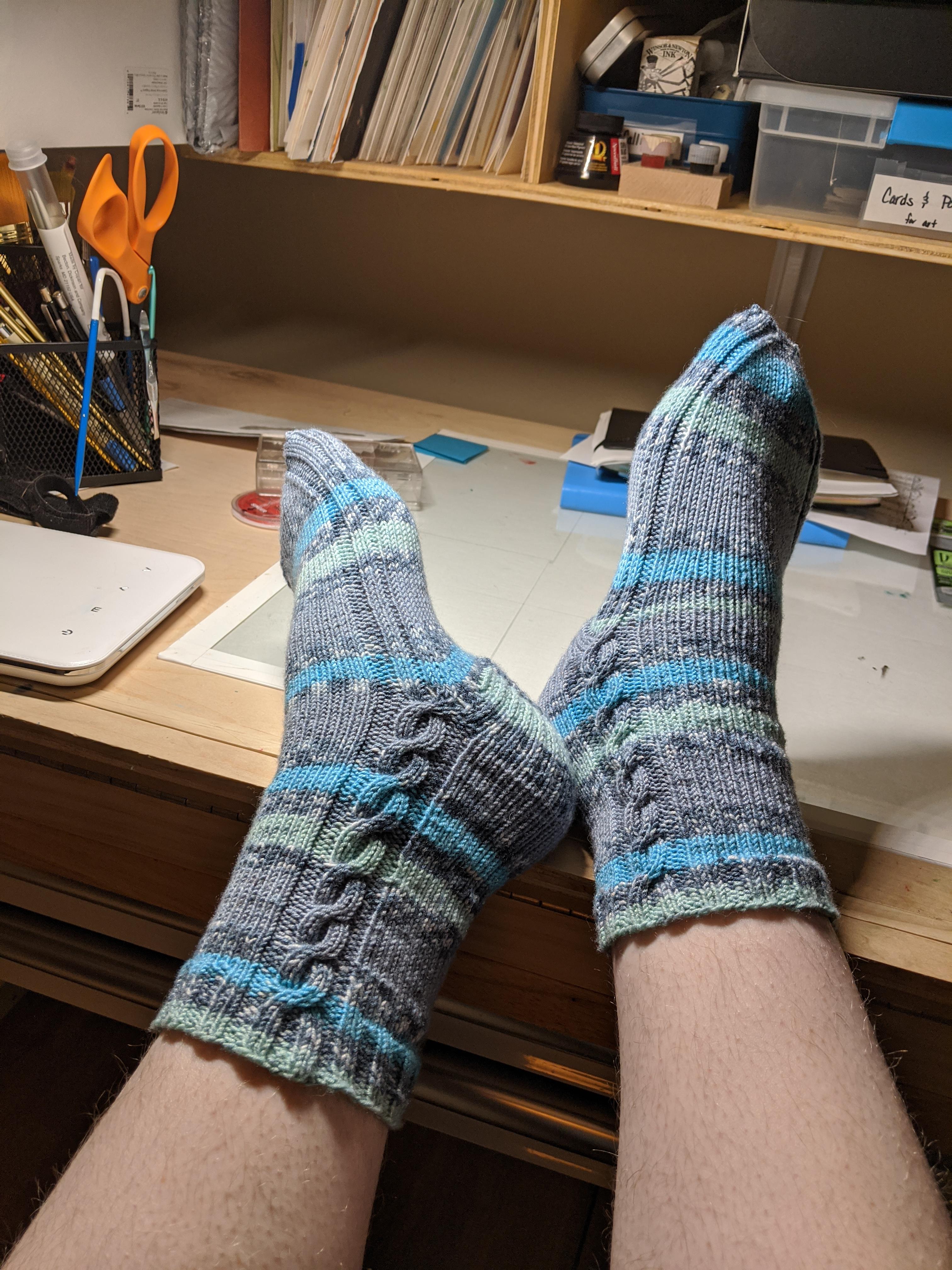 [FO] My first pair of socks! Yarn is Loops & Thread Perfect Pair, color