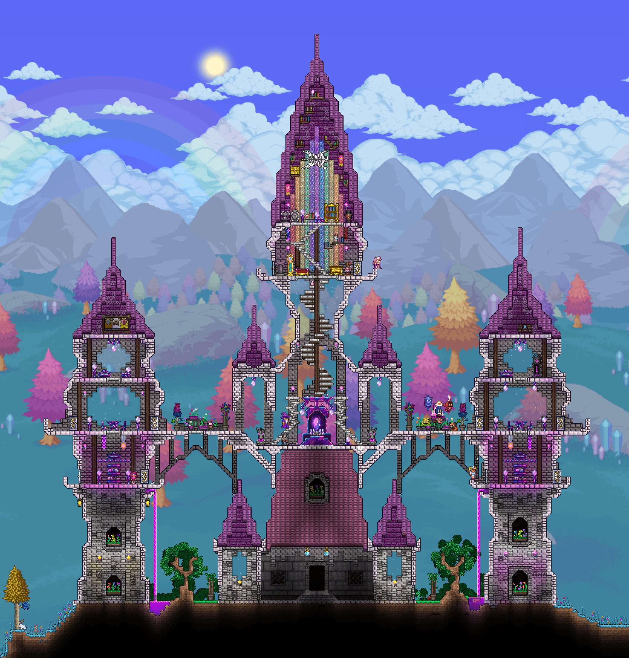 Hallow NPC build I made in an expert world ( r/Terraria