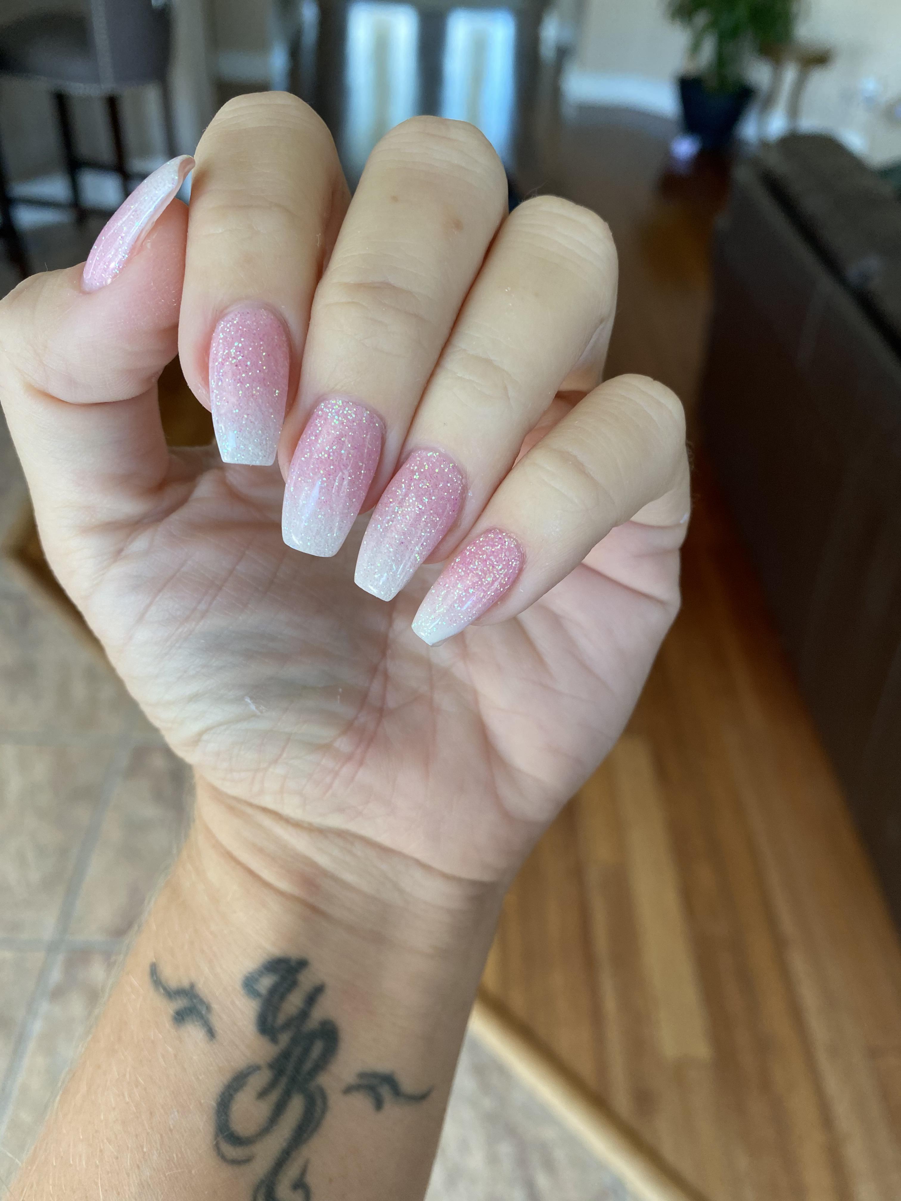 Pink White Ombre Gel Nails Our next gel nail idea is another glam