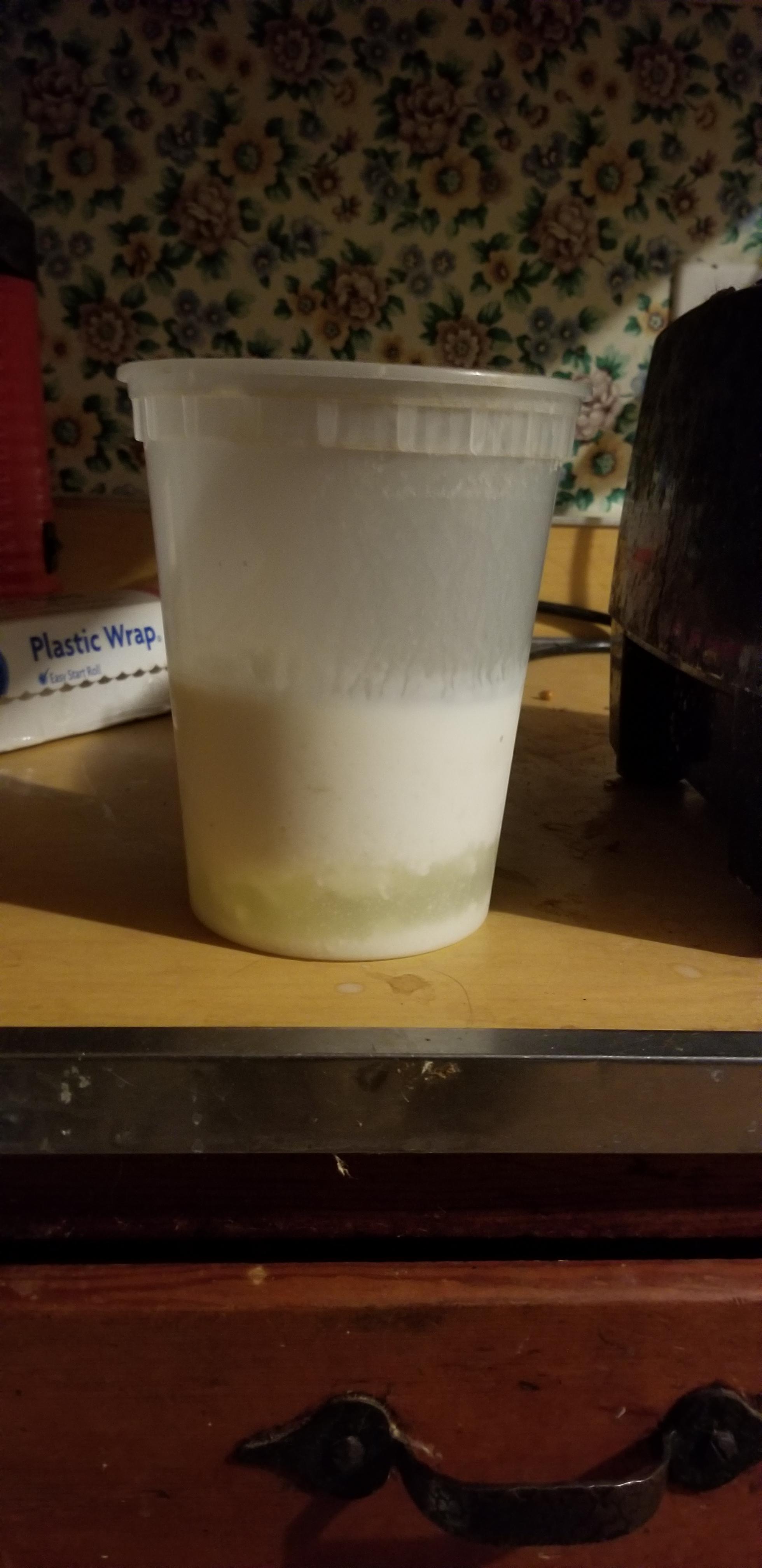 My milk kefir continues to separate in the fridge. This photo is after