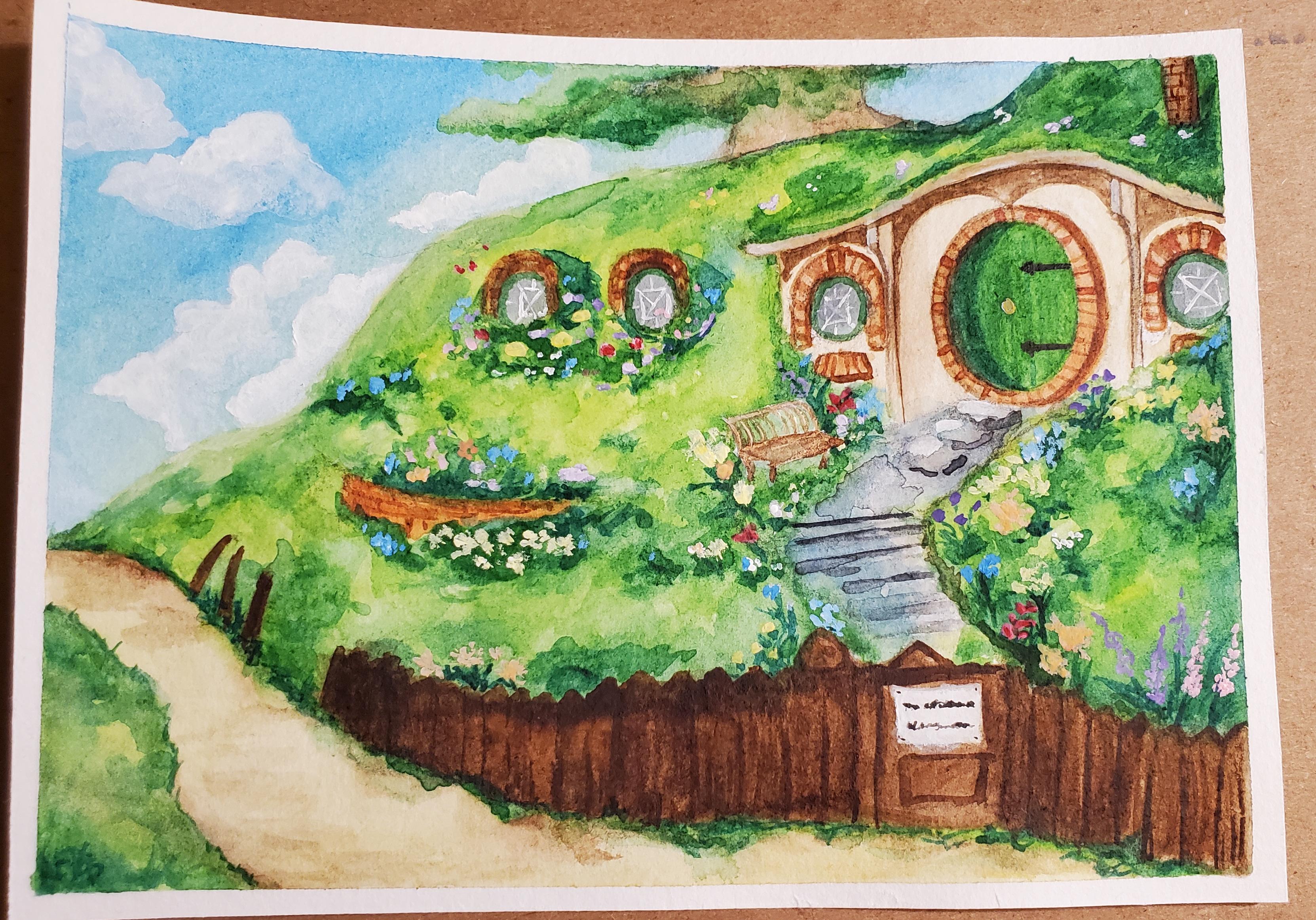 Bag End, watercolor and gouache by me r/TolkienArt