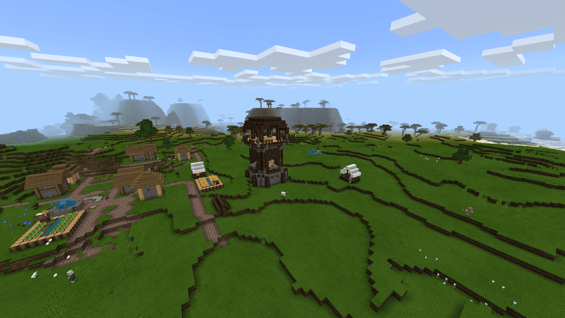 Bedrock seed 572779209, 1 Illager outpost, 1 Village next to it, 1