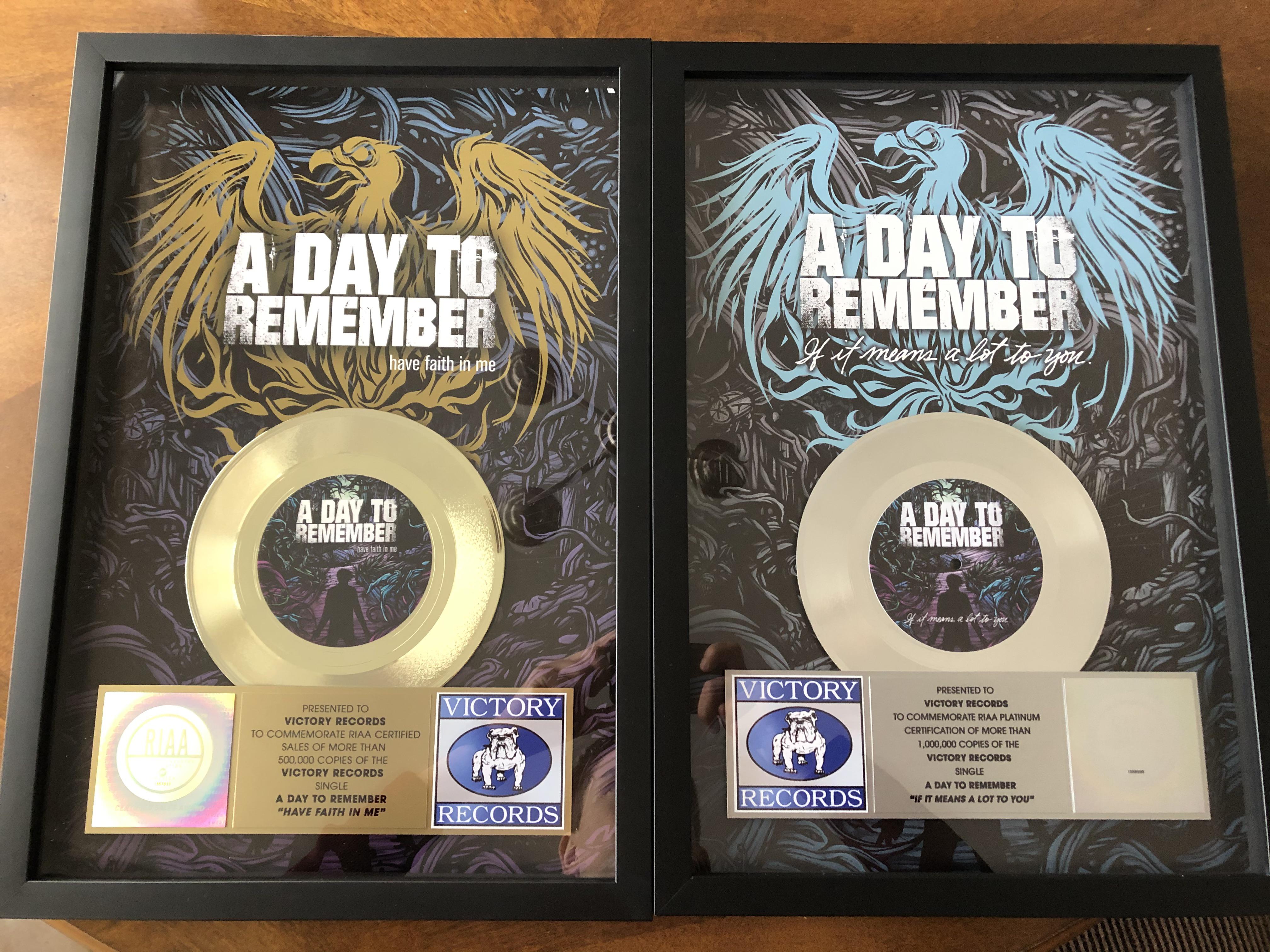 Picked up two platinum/gold records in the Victory auction! r/ADTR