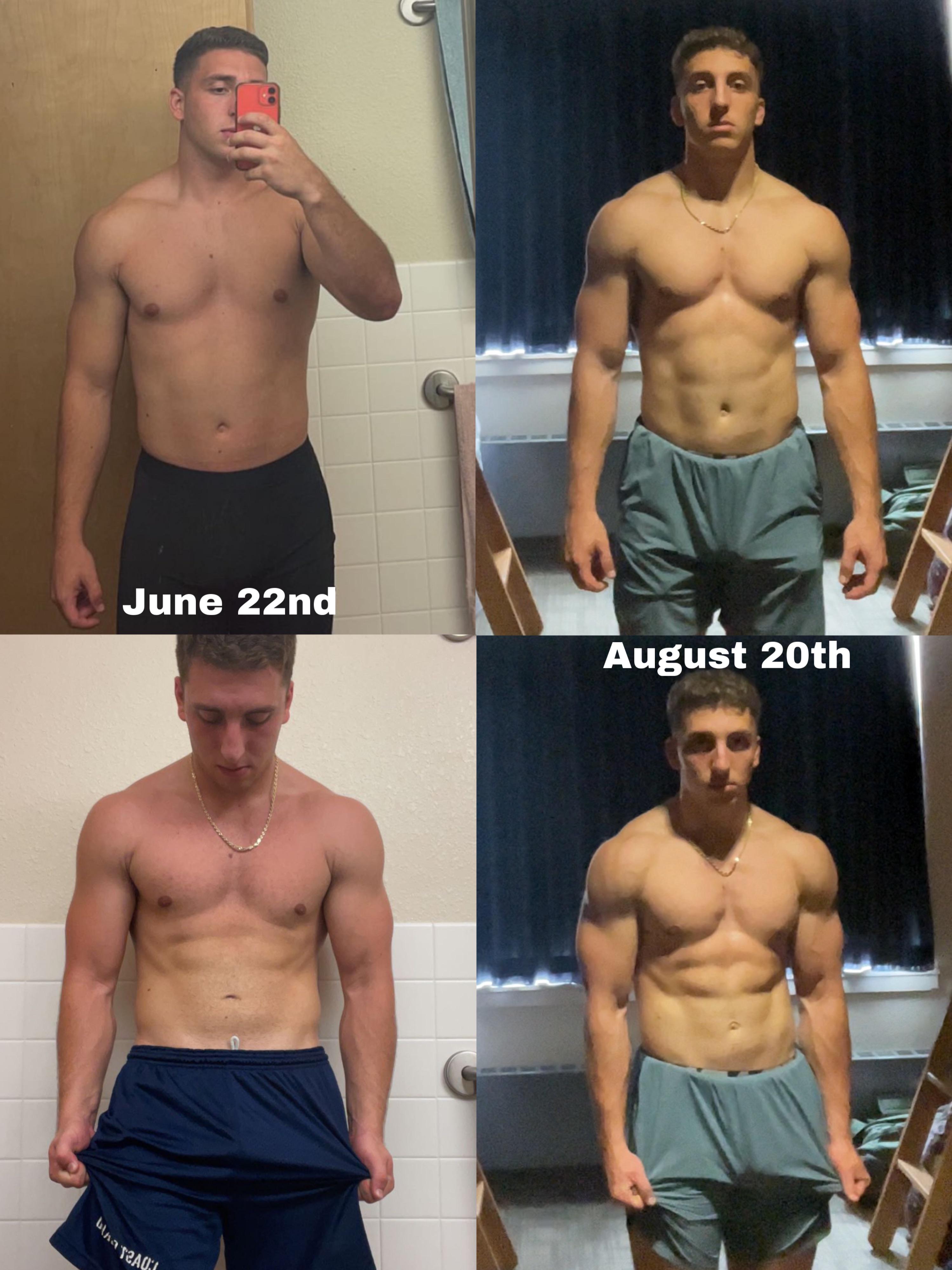 M/21/5’9 [184 > 173 = 11lbs lost] Two months progress on my cut