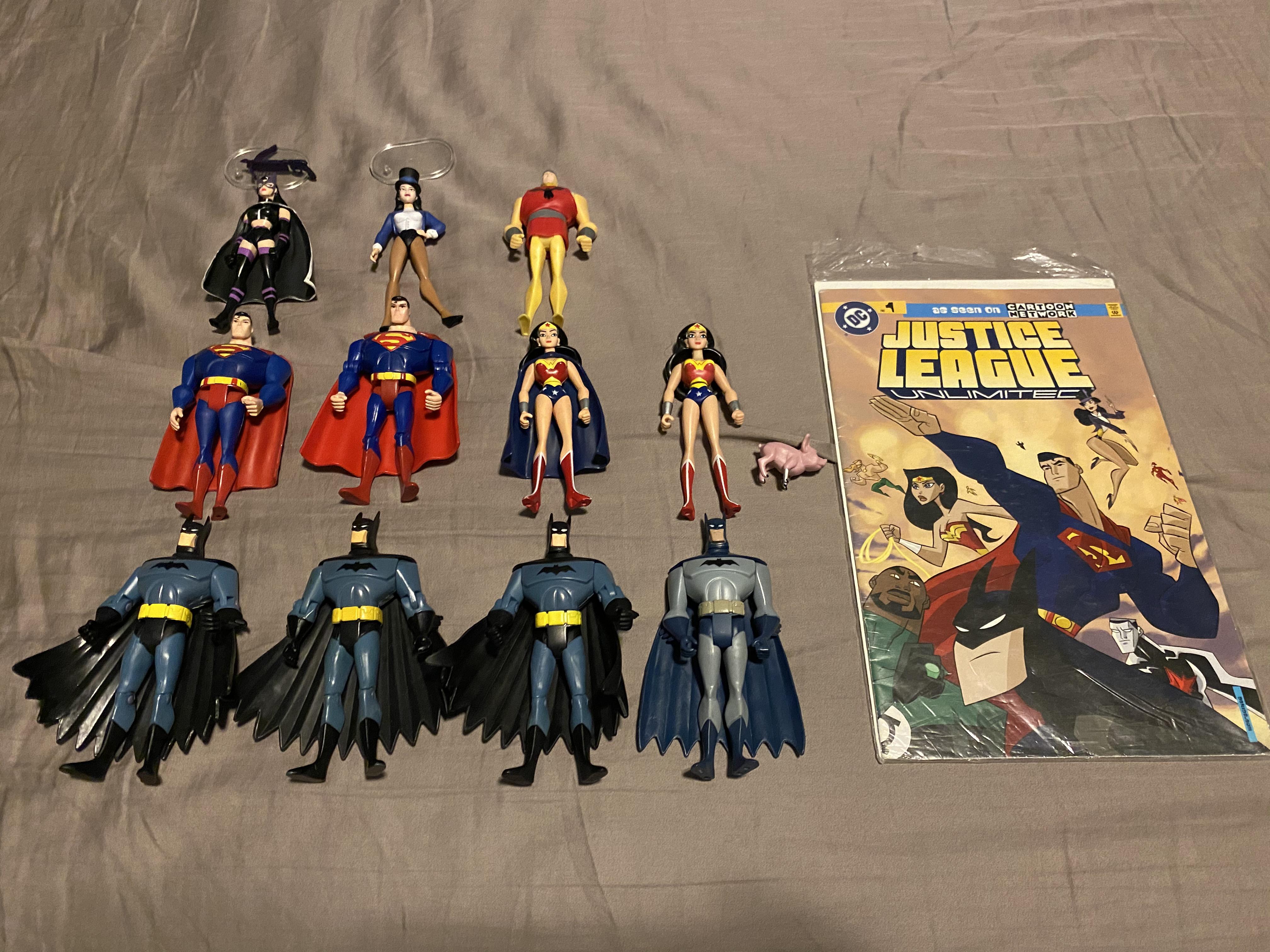 All the Justice League Unlimited figure I have plus a comic I had from an old 3 pack r/DCAU