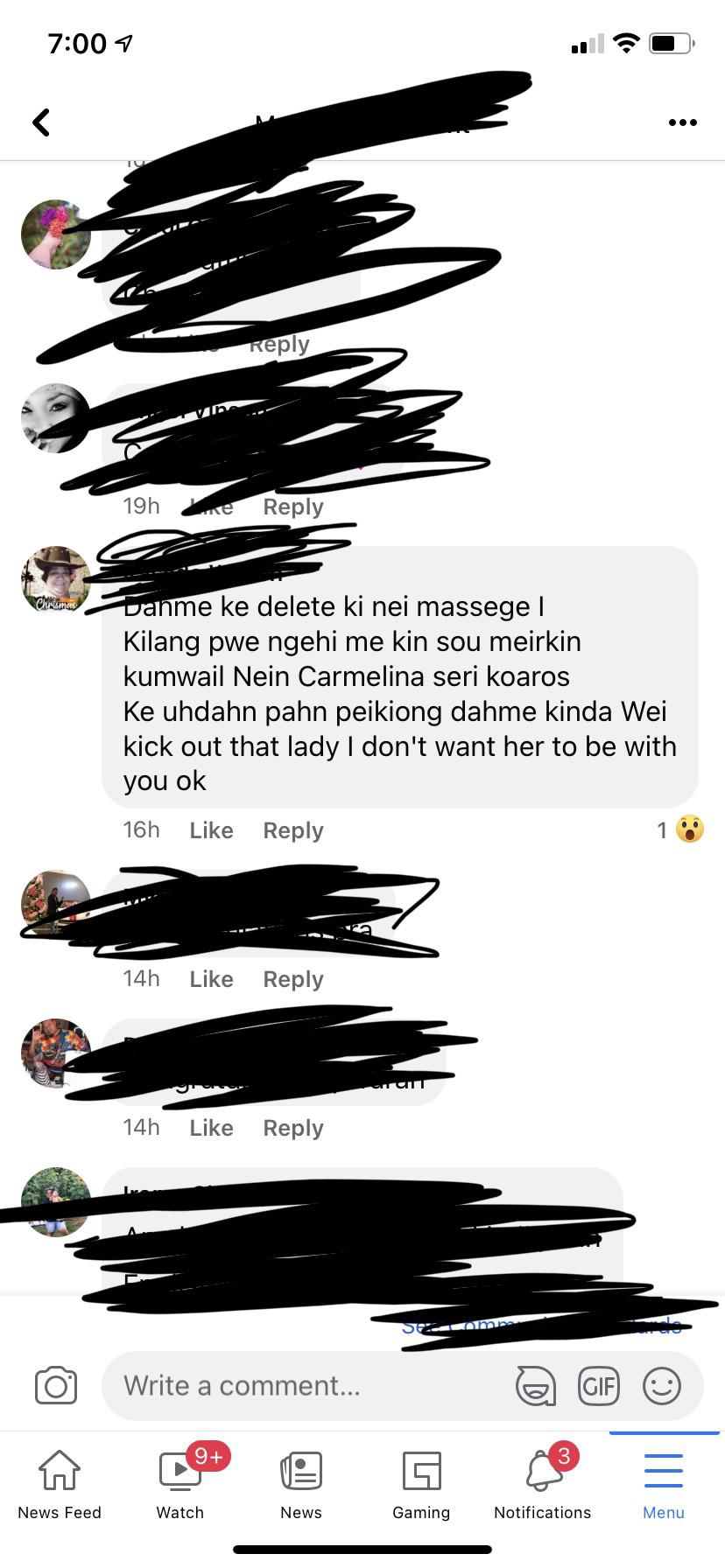 Micronesia>English. I’m not sure what language this is I only know