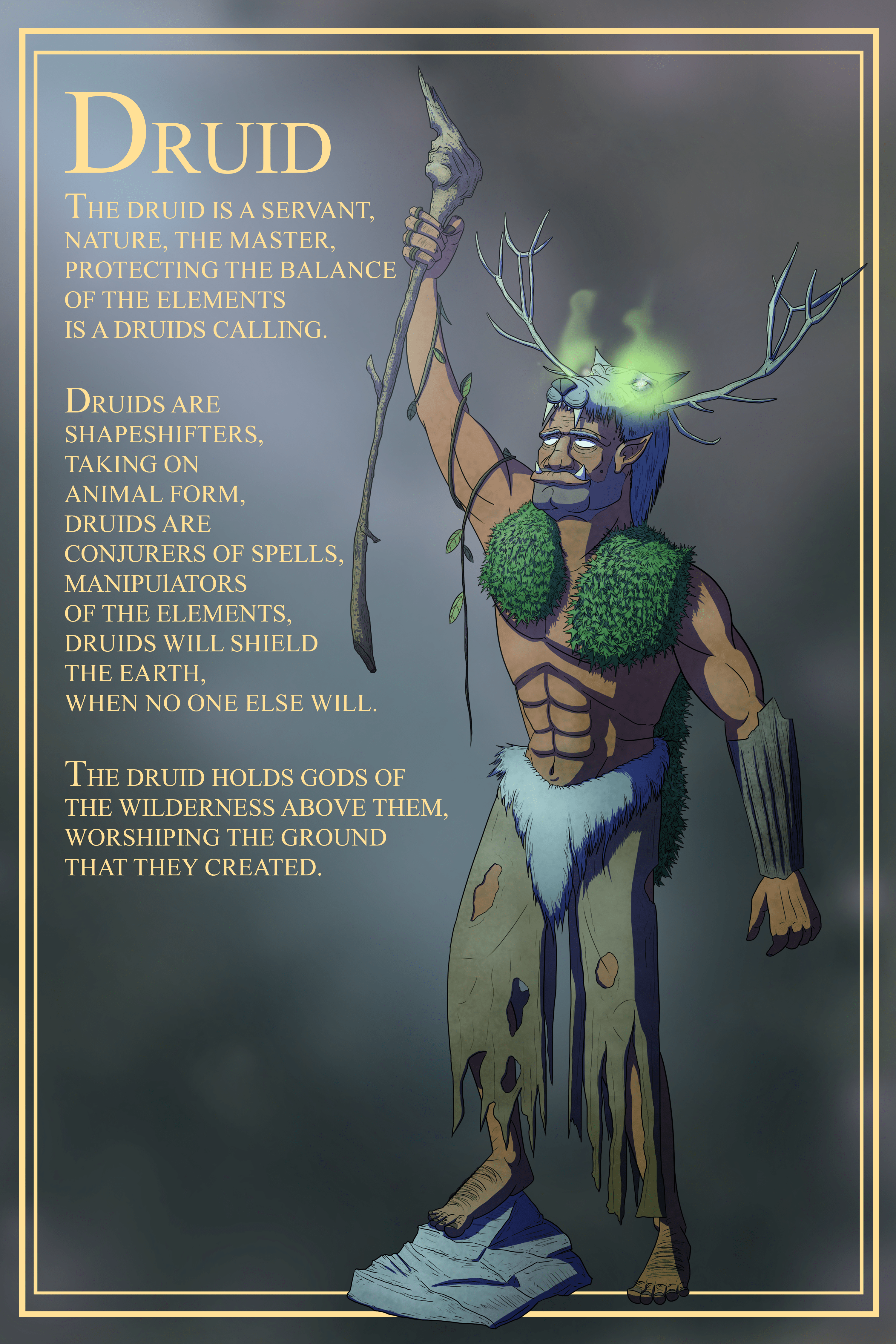 [Art]5 in my series of DnD 5e races and classes, the Druid. r/DnD