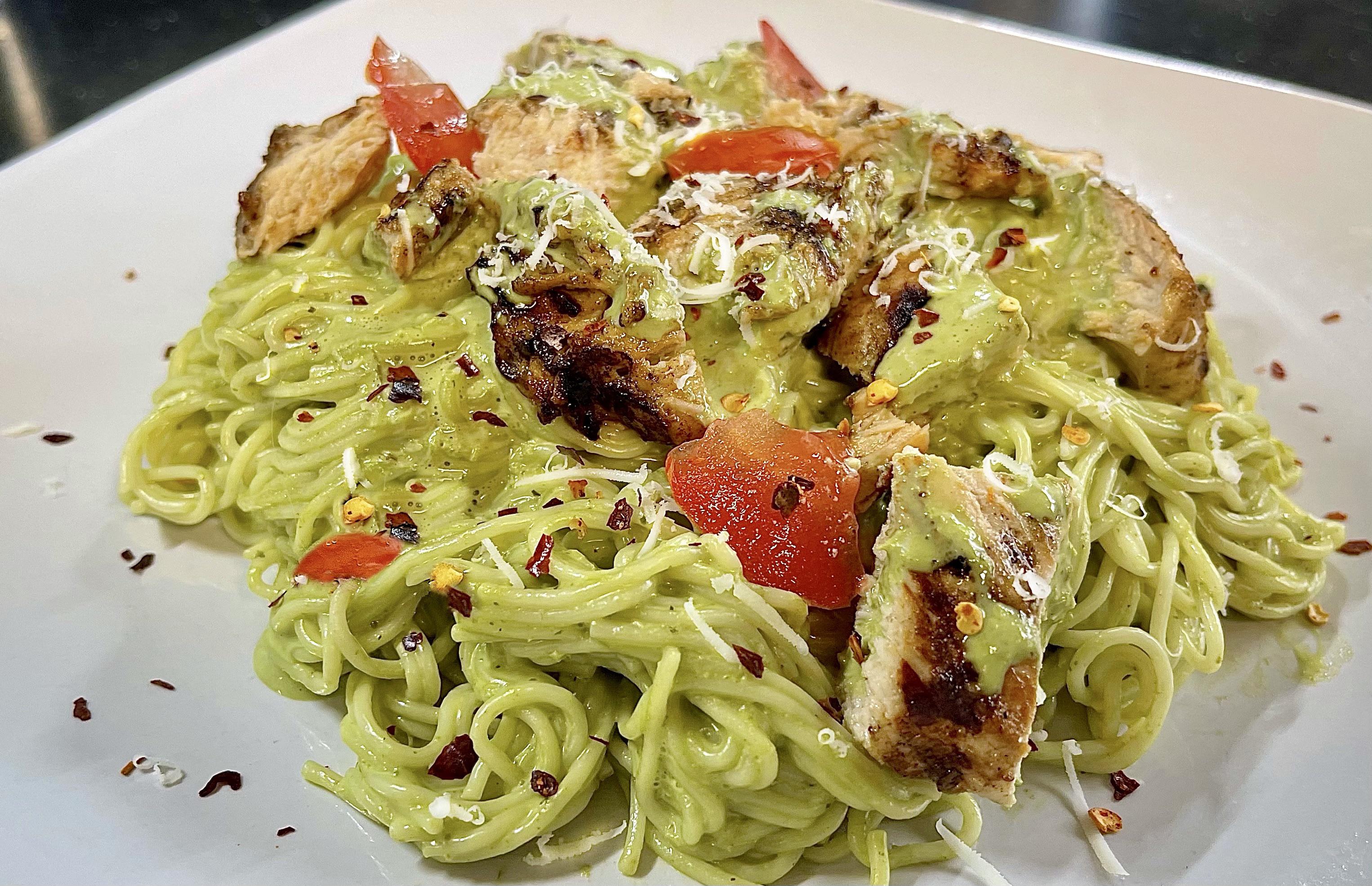Pesto Capellini with Grilled Chicken r/FoodPorn