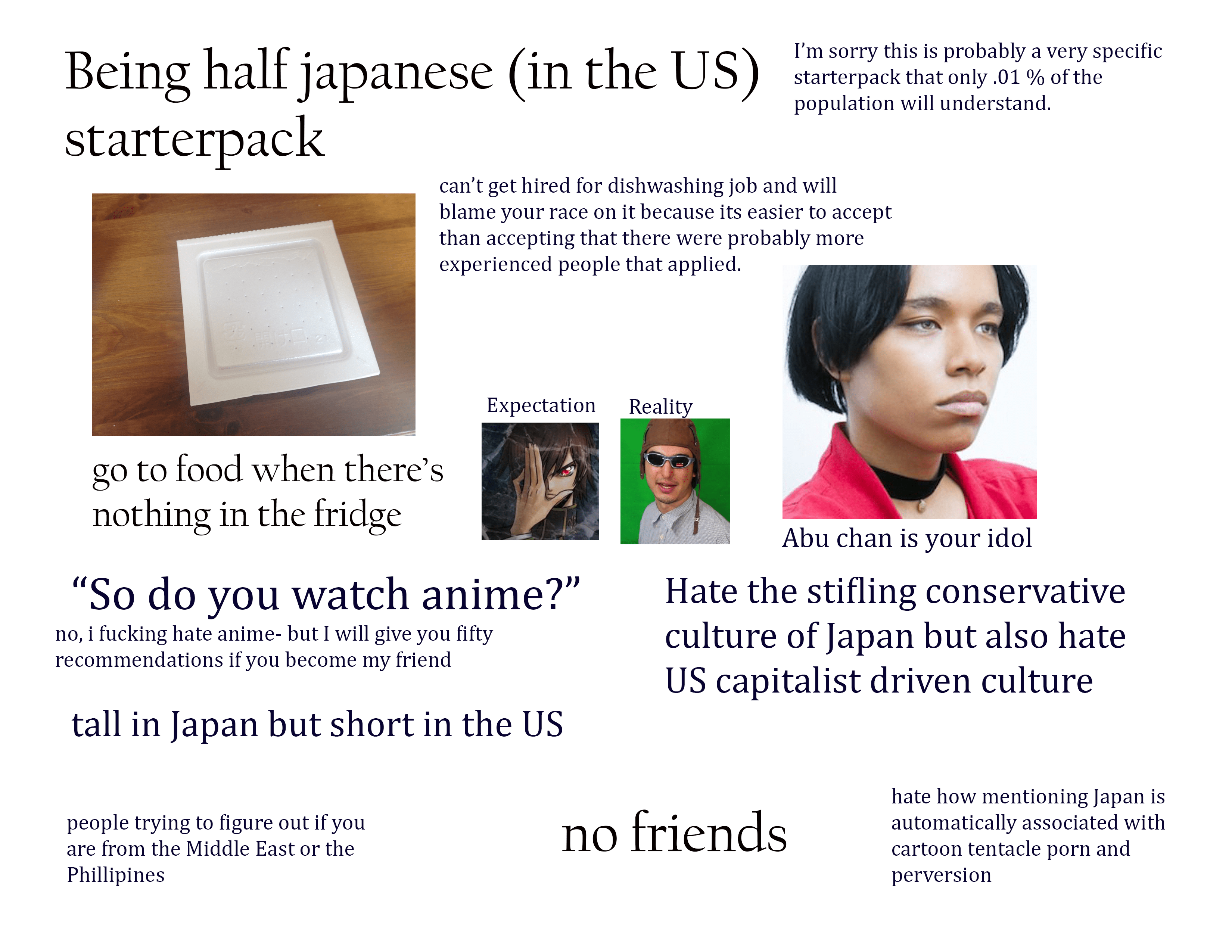 being half japanese in the us starterpack r/starterpacks