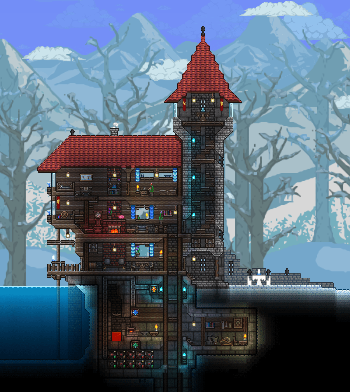 Integrated Magic Storage mod to my old expert starter house r/Terraria