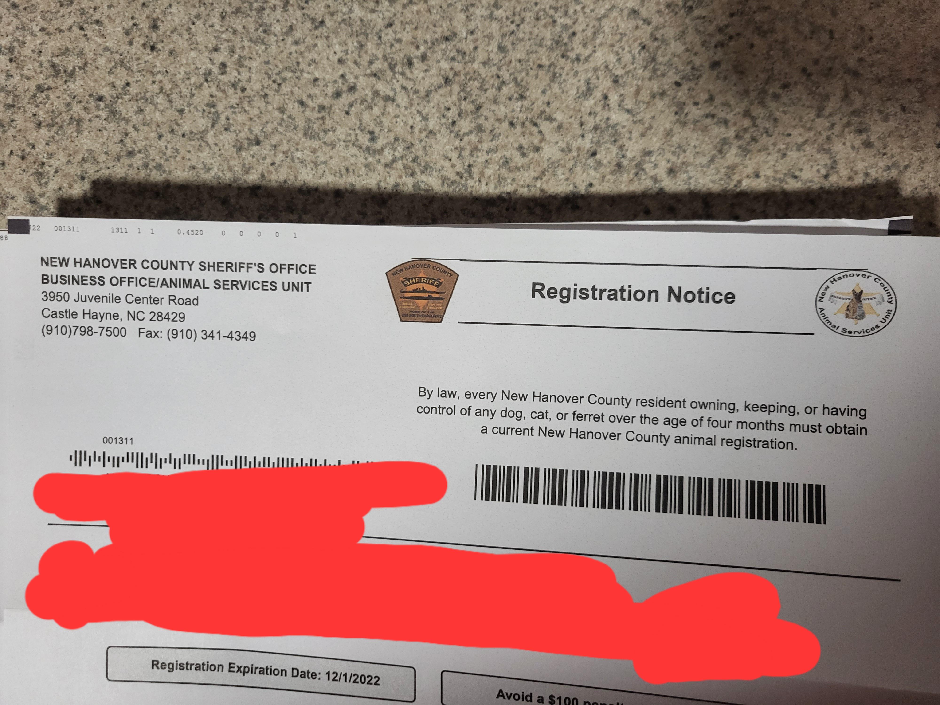 Lived all over NC, never had to pay a county tax on my pets before. Any