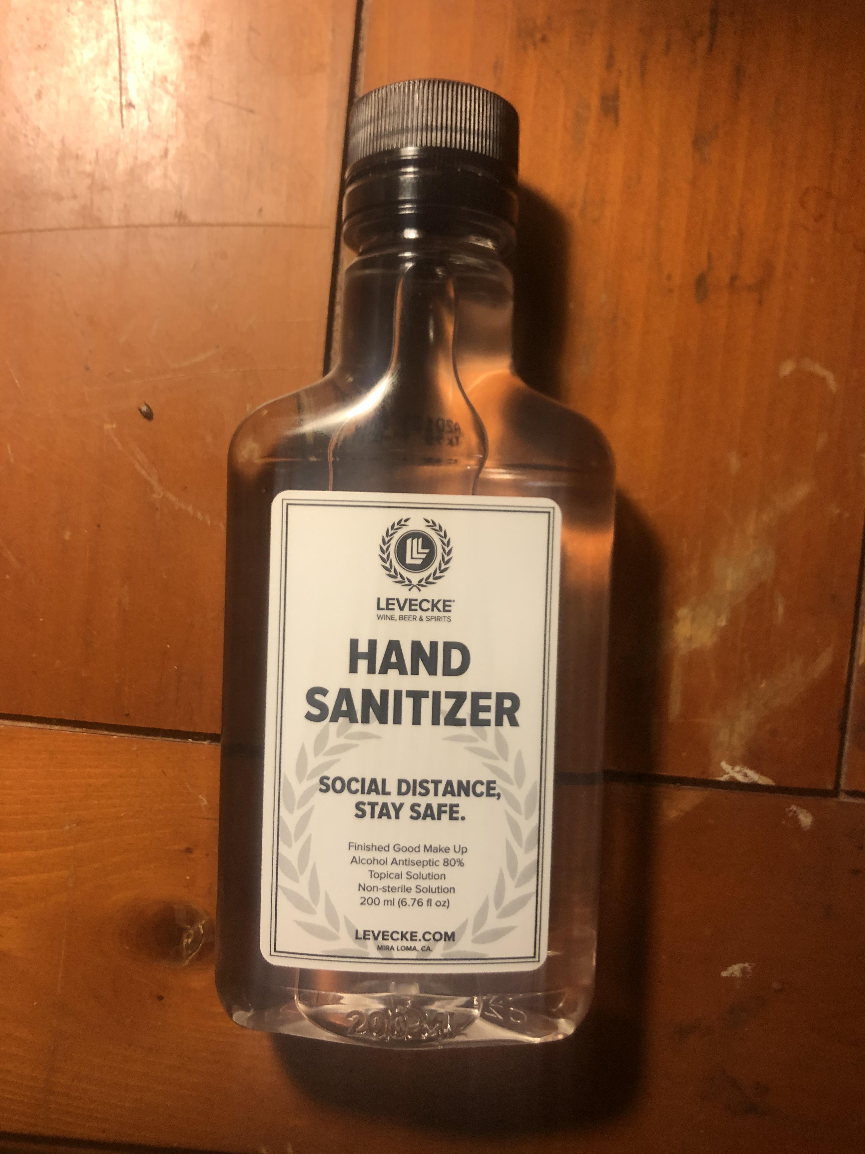 This hand sanitizer that was made by a vodka company and packaged in a