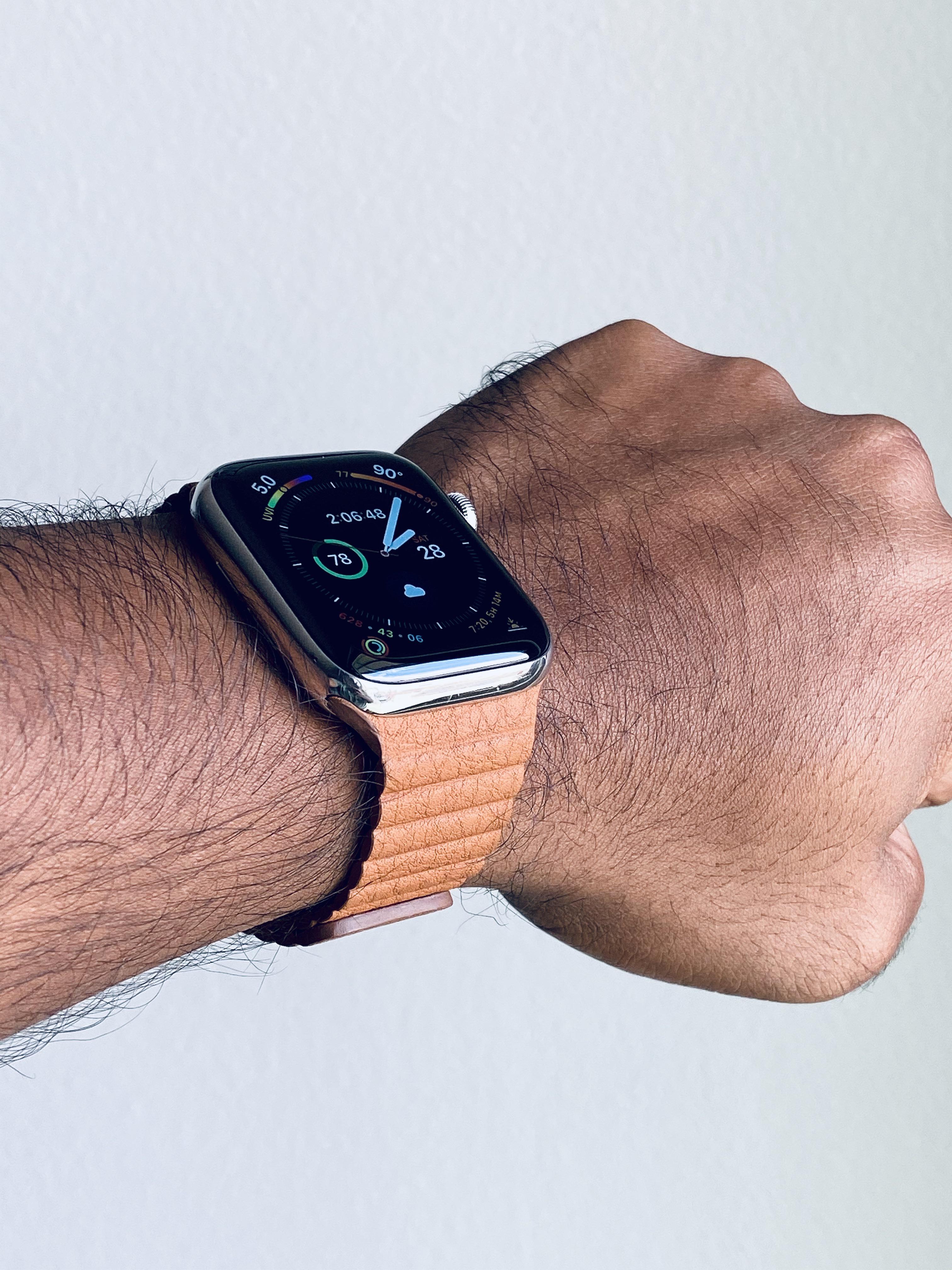 Saddle Brown Leather Loop on my Stainless Steel S4! r/AppleWatch