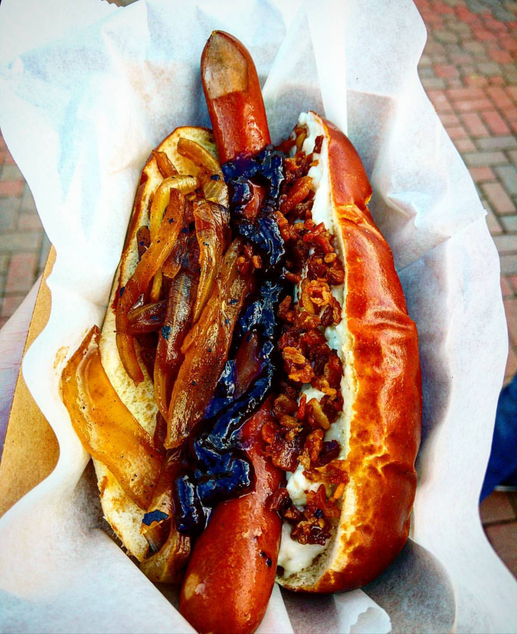 [I Ate] Red Top Gourmet Hot Dogs Black and Bleu Dog! Best I've ever had r/food
