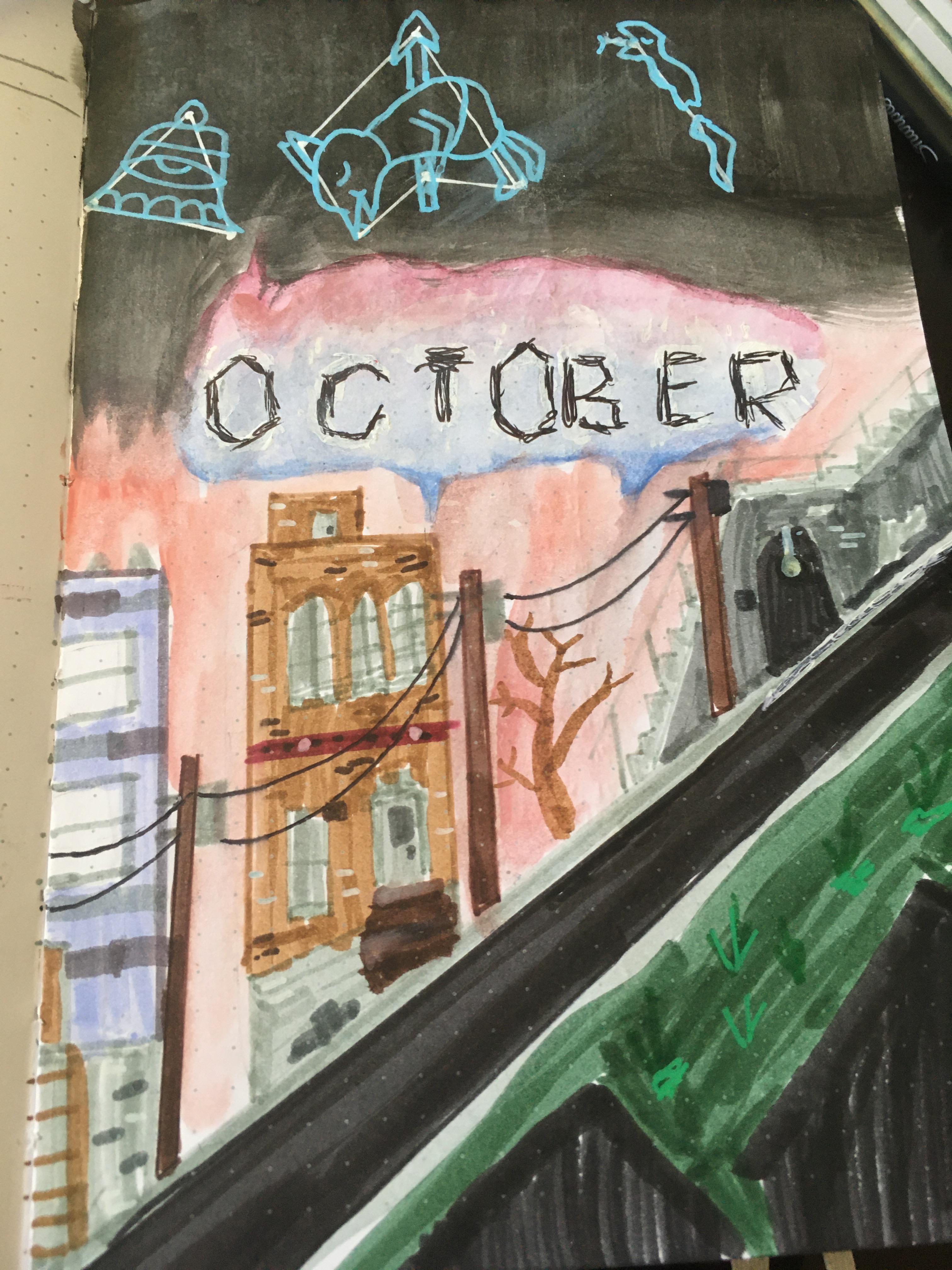 My Night in the Woods inspired cover page for October in my bullet