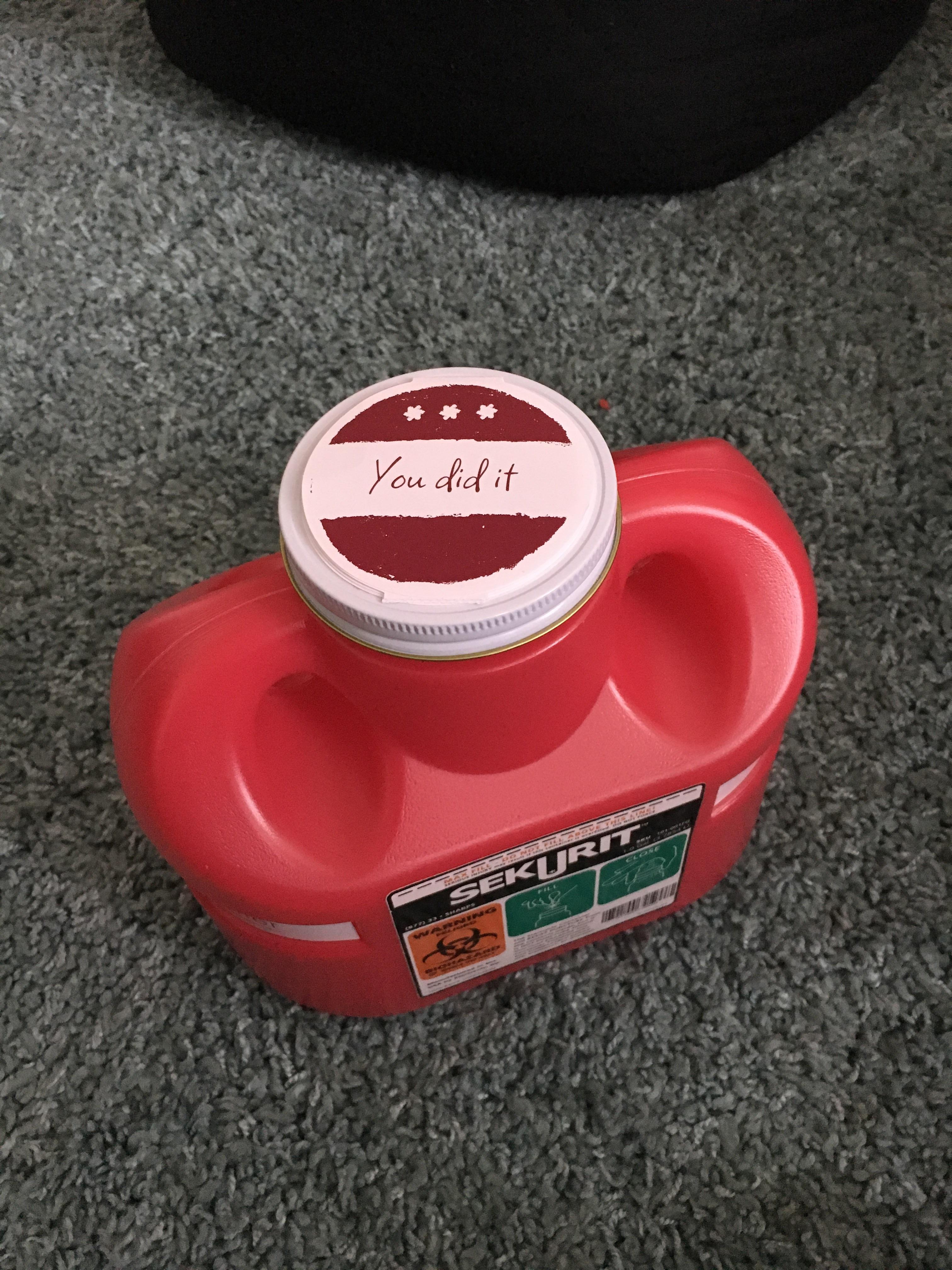 Just finished my first round of Humira! My sharps container is happy