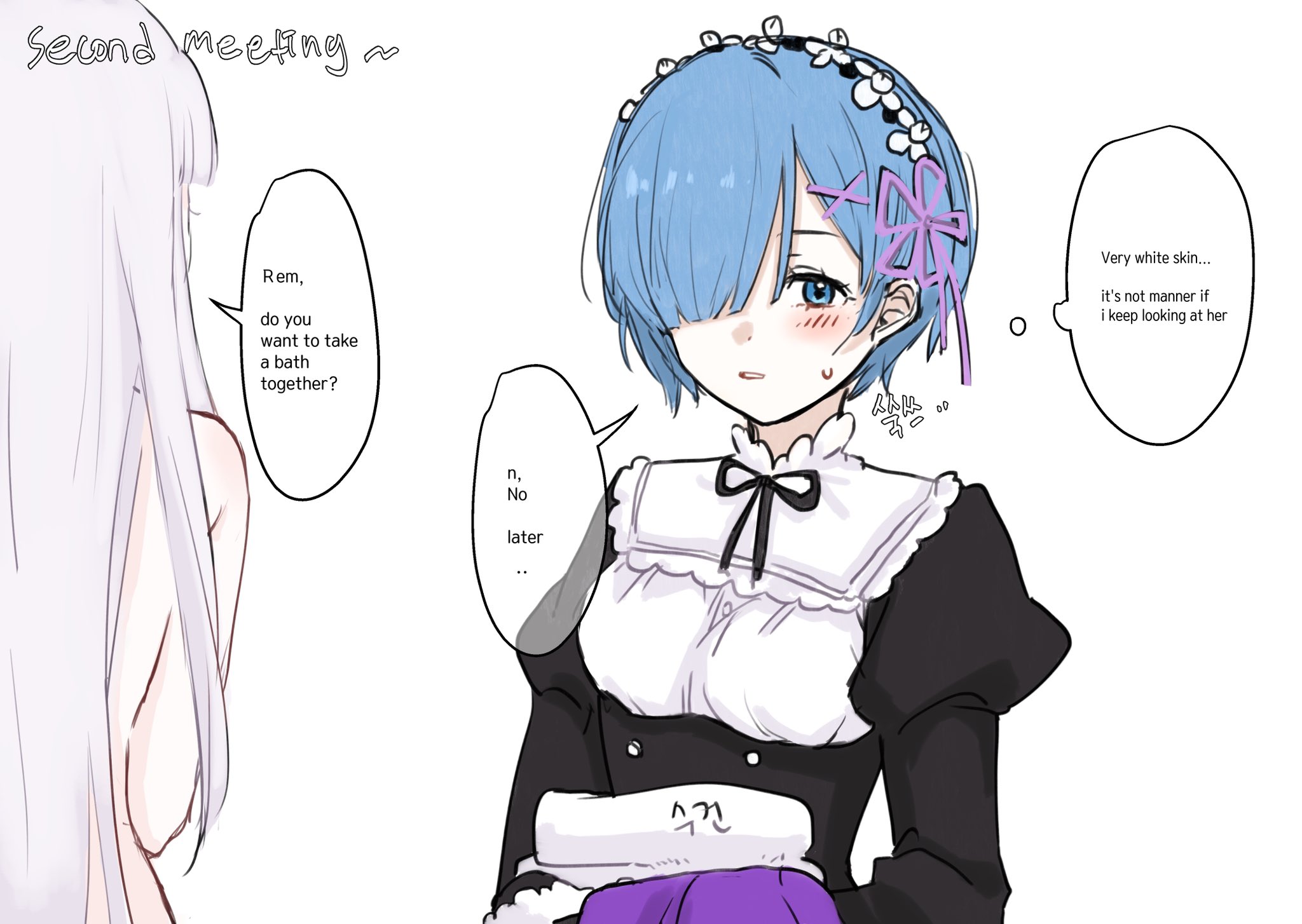 [Media] Rem x Emilia art by 행주 r/Re_Zero