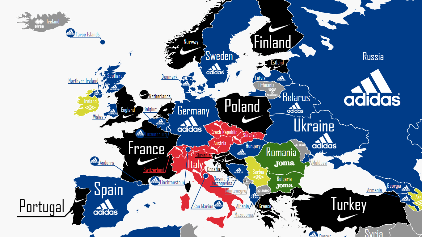 European National Football Team Kit Suppliers r/europe