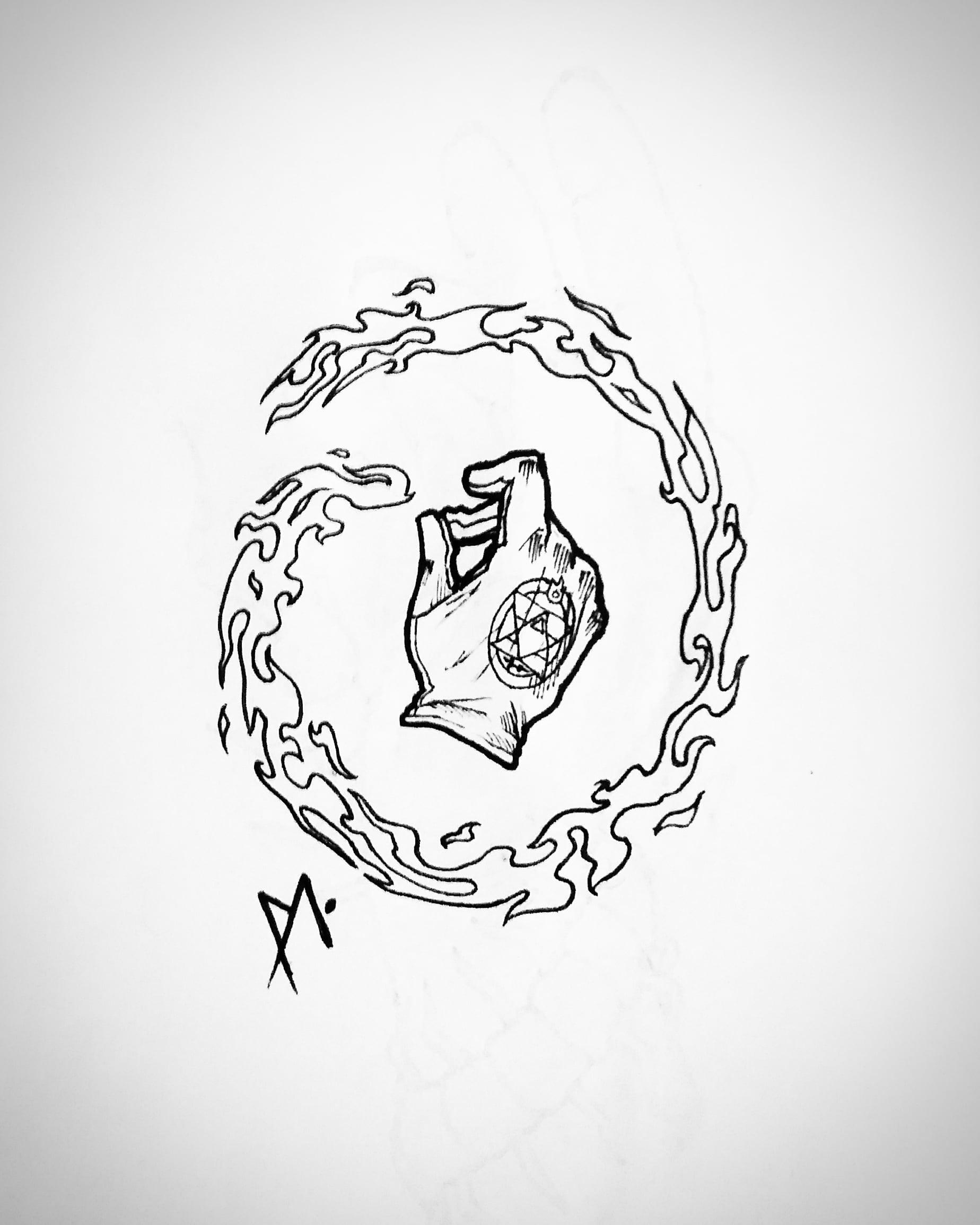 Roy Mustang tattoo idea by me, using nanquin. fanart