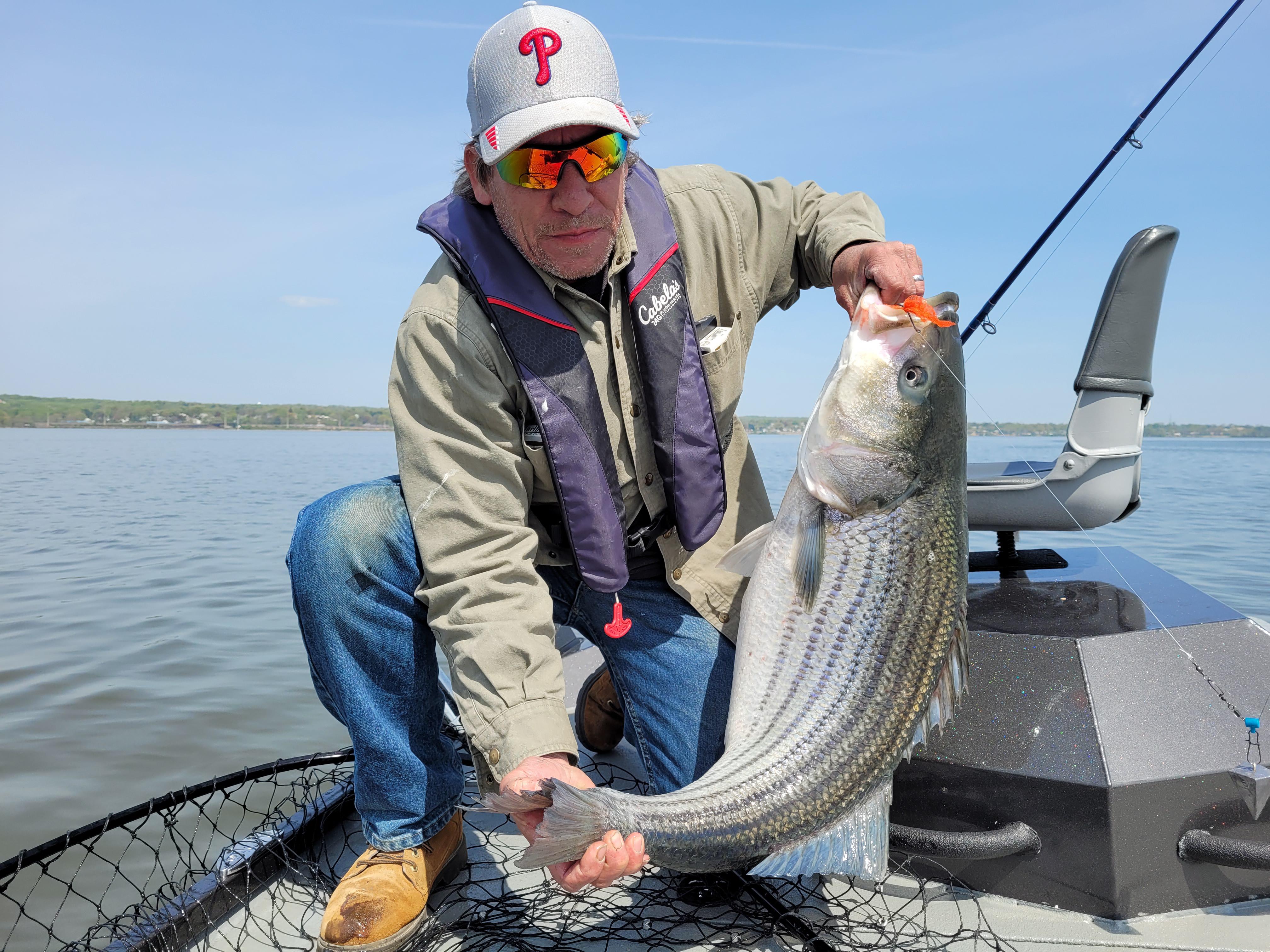 Took my neighbor striper fishing, his first time. He had a good day. 25+ pounds. Delaware River