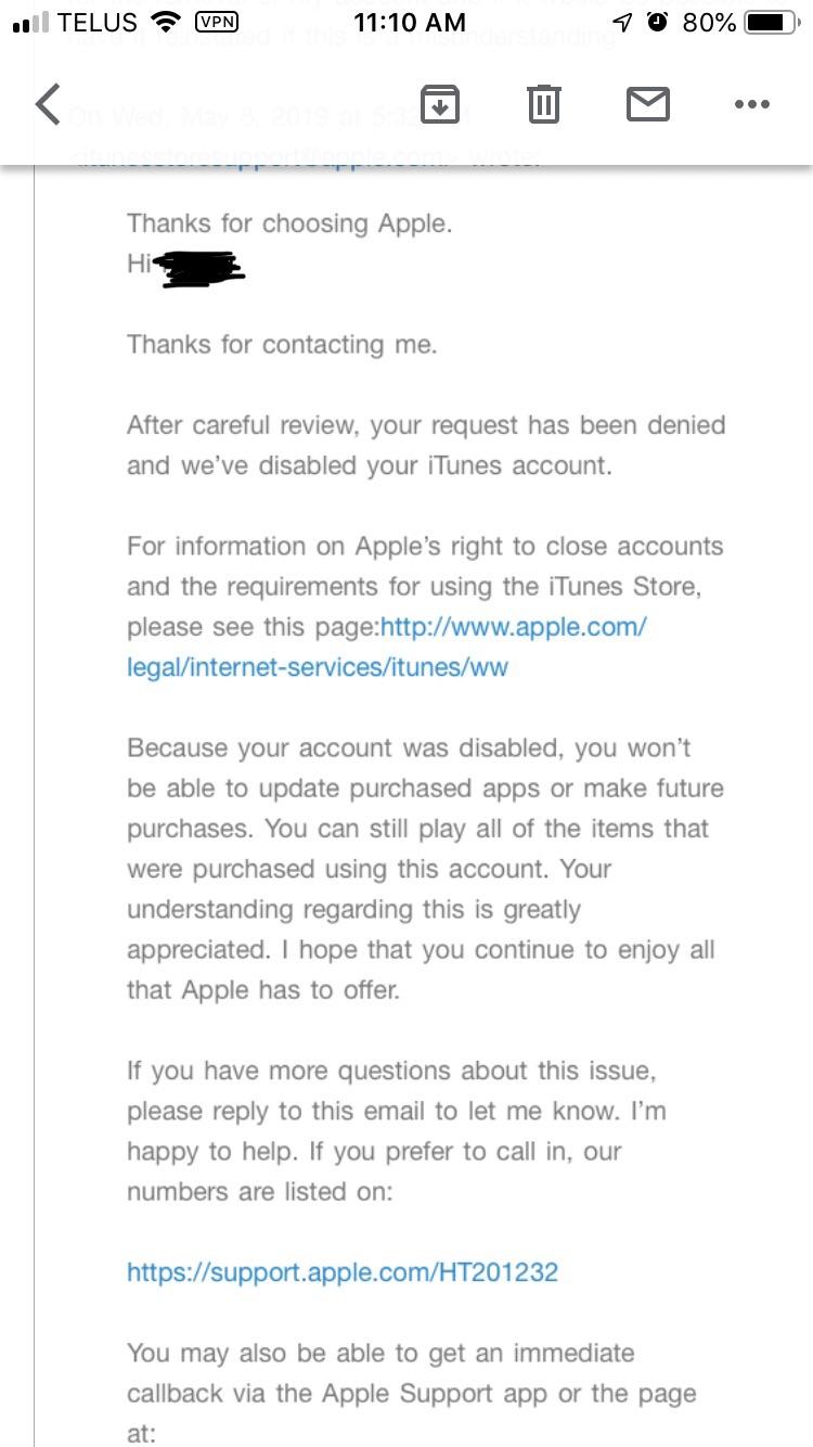 I got this email from apple support in response to a service request