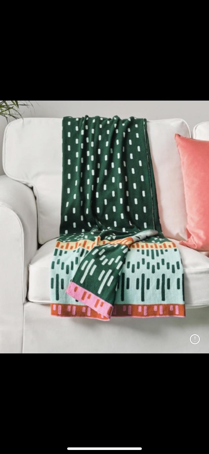 This ikea blanket is discontinued but matches my living room accents